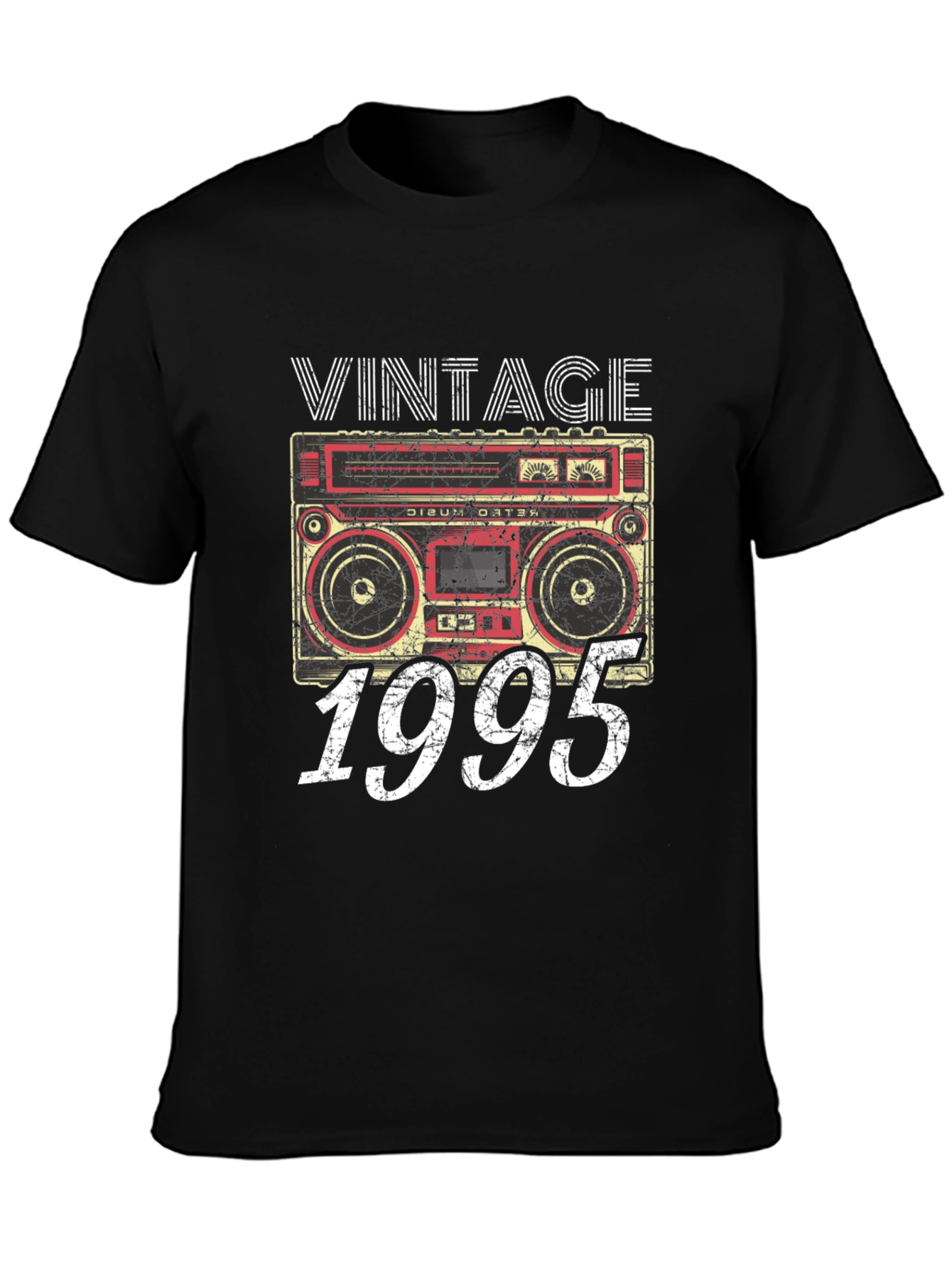 Black Vintage 1995 Cassette Player Graphic T-Shirt view 3