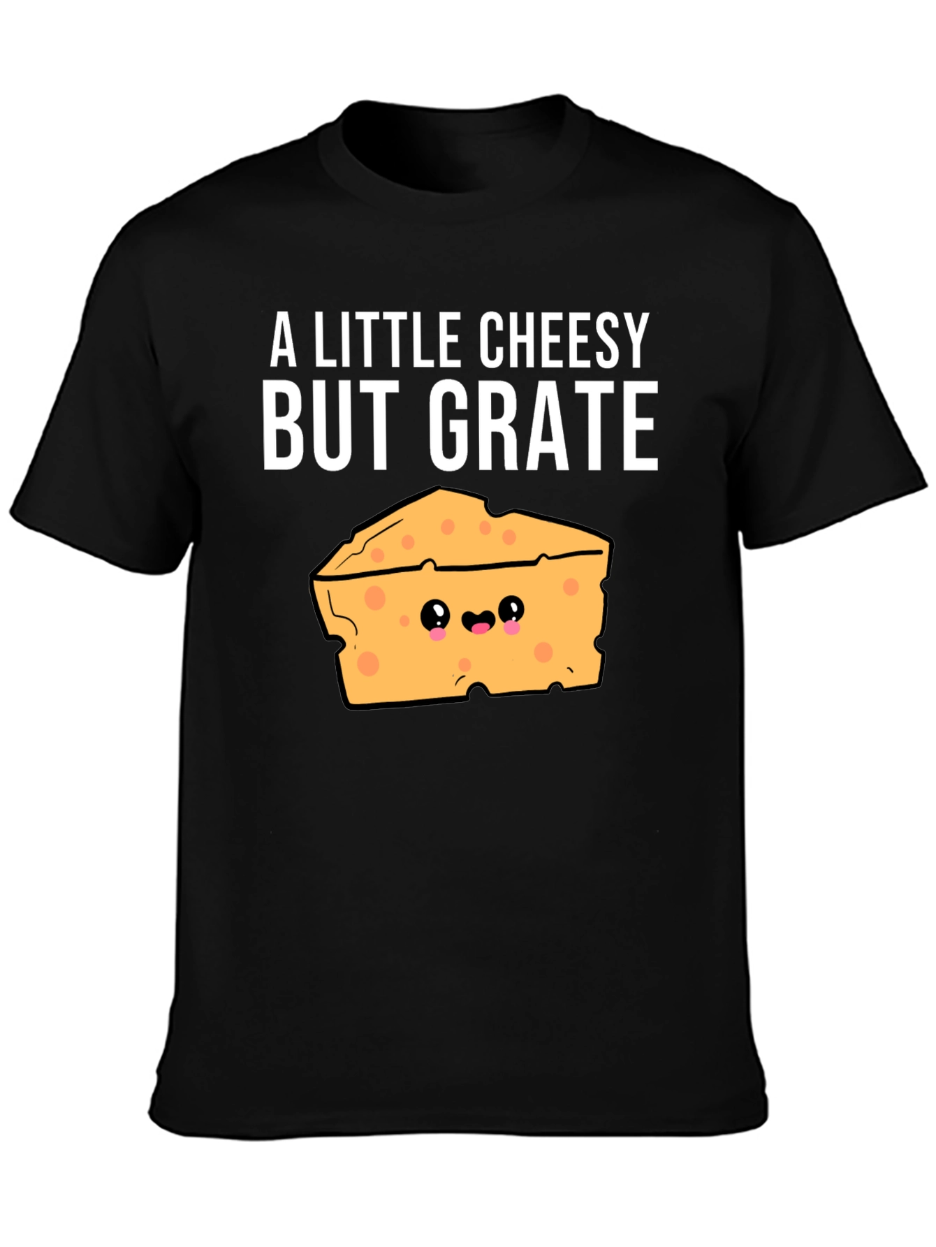 Black Cheesy Pun T-Shirt - A Little Cheesy But Grate! view 3