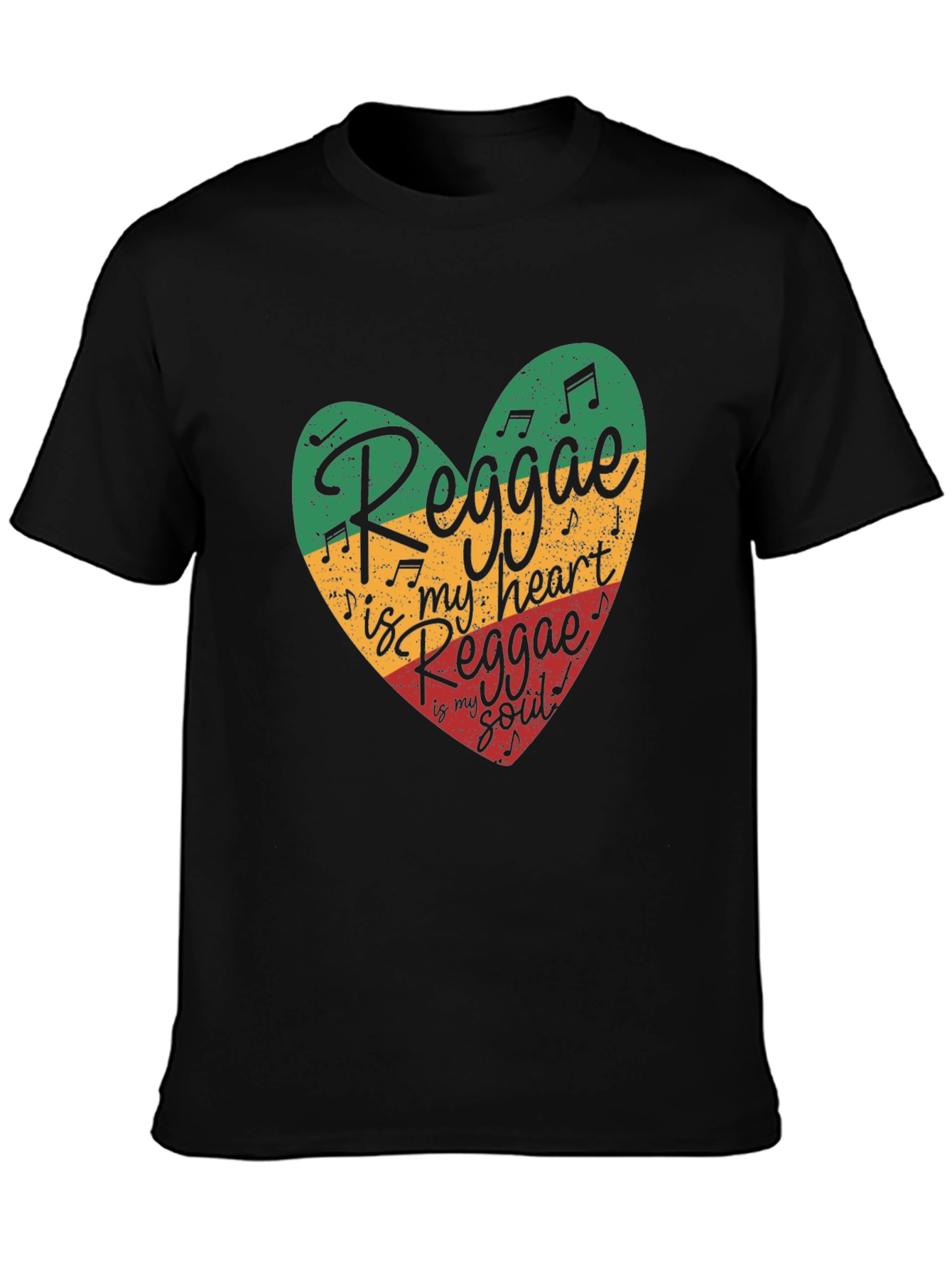 Black Reggae Heart T-Shirt - Music Lover Tee view 3