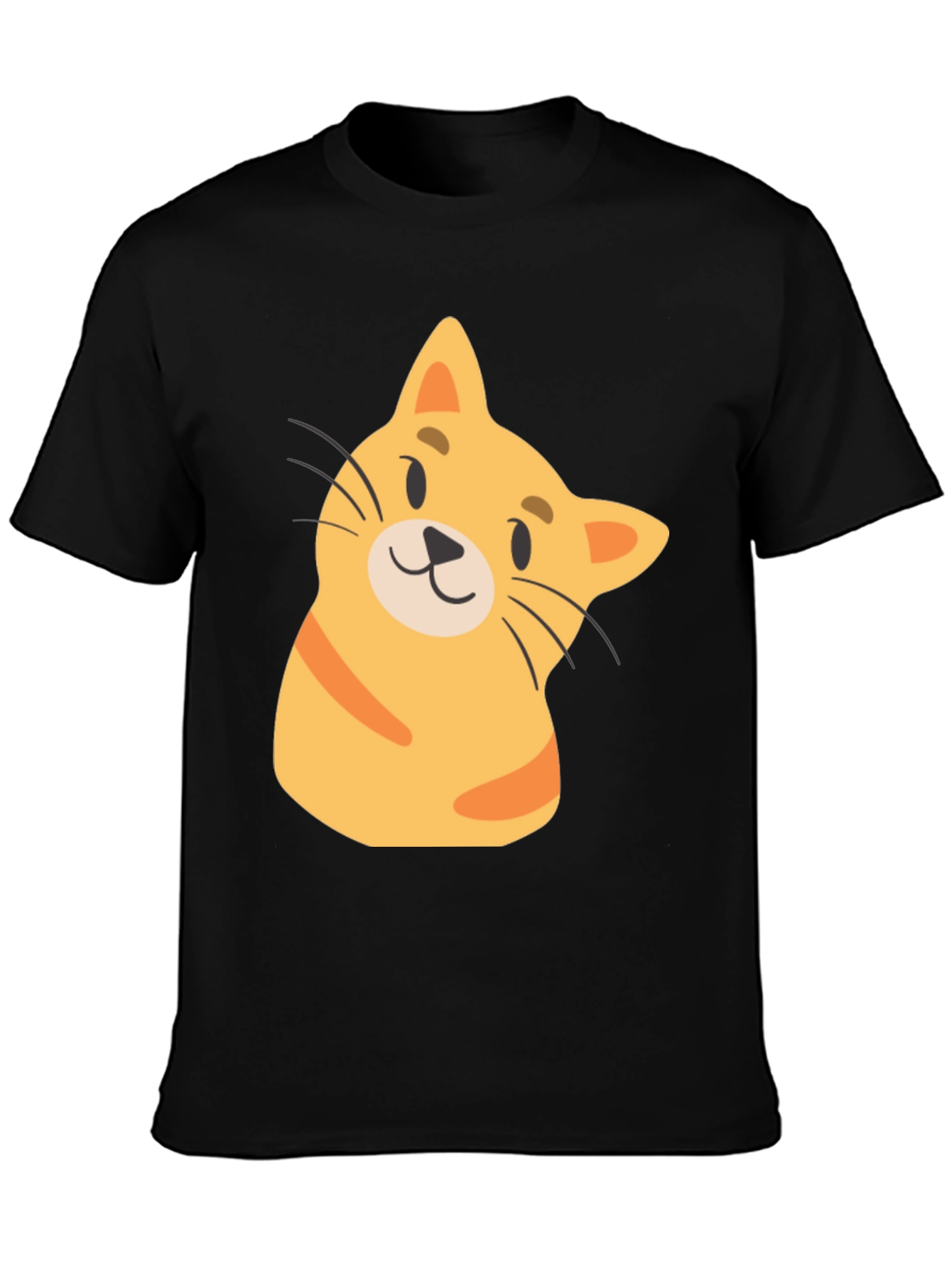Black Cute Cartoon Cat Black T-Shirt view 3