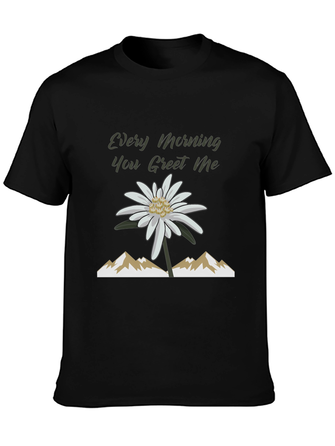 Black Every Morning Tee: Mountain Flower Graphic view 3