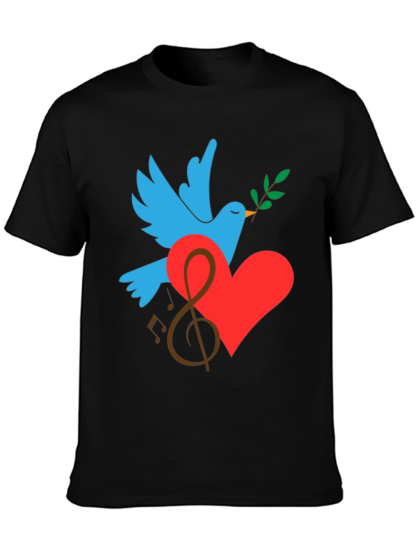 Black Peace Dove Graphic Print Black T-Shirt view 3