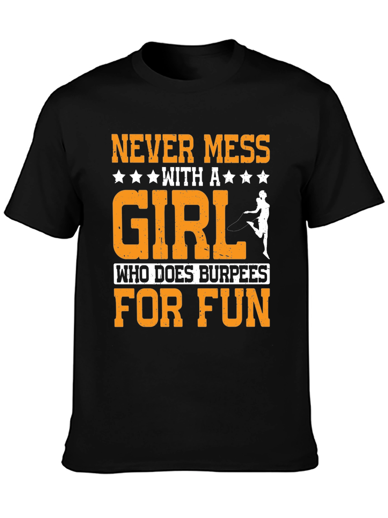 Black Never Mess with Burpees Girl T-Shirt view 3