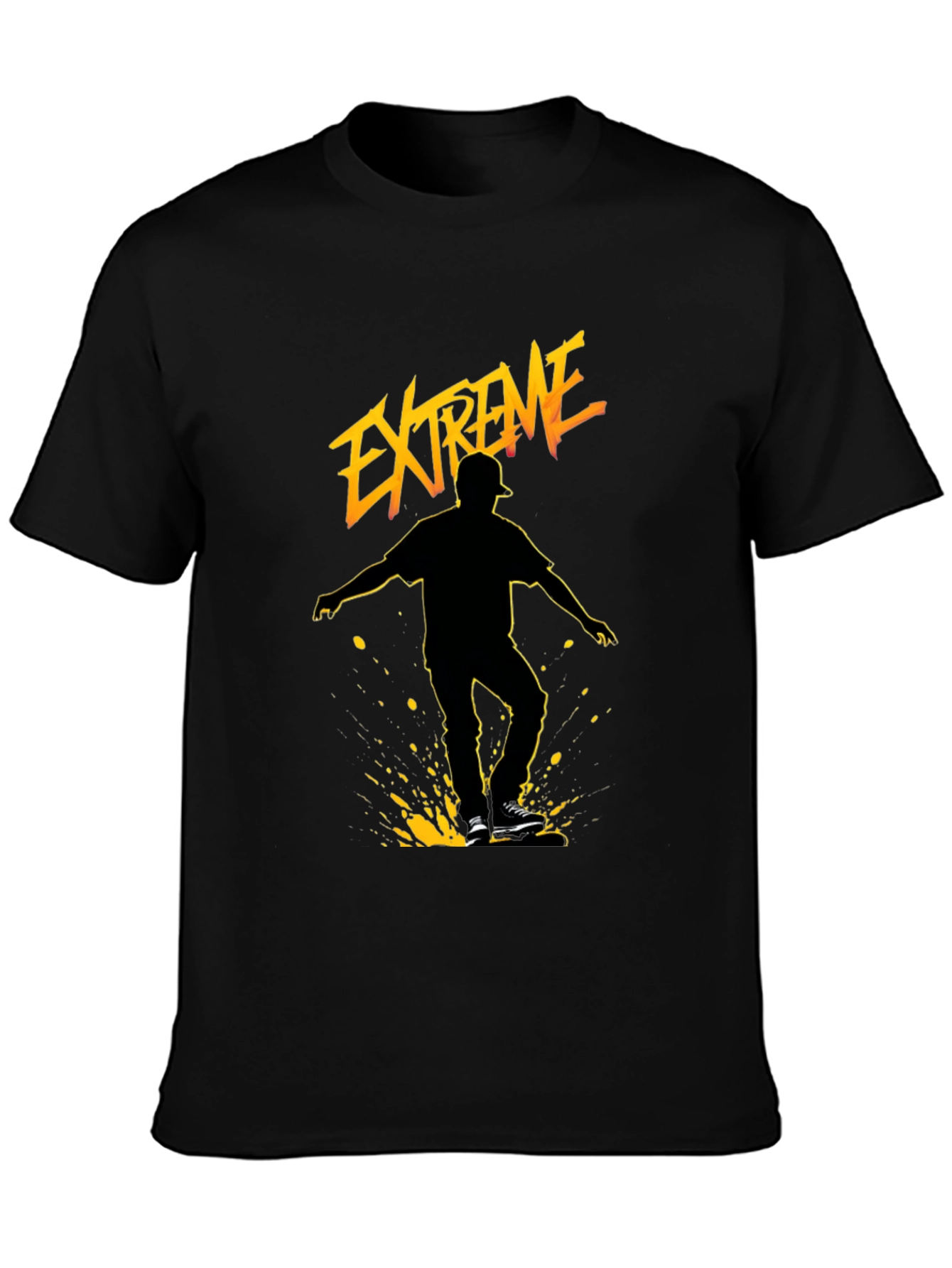 Black Extreme Skater Graphic Tee - Black Cotton Blend view 3