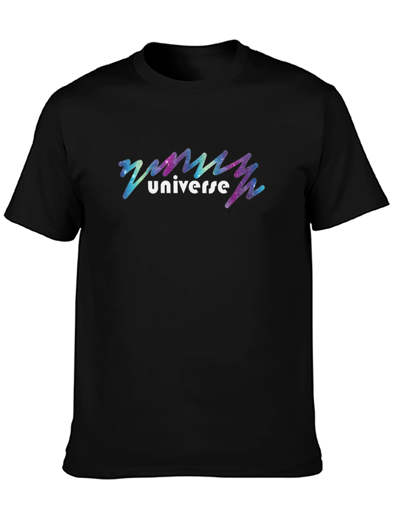 Black Universe Galaxy Graphic Black T-Shirt view 3