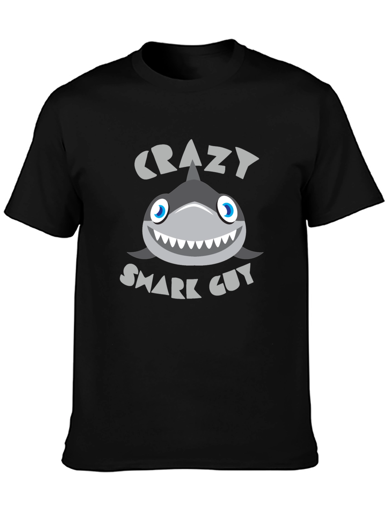 Black Crazy Shark Guy Black Graphic Tee view 3