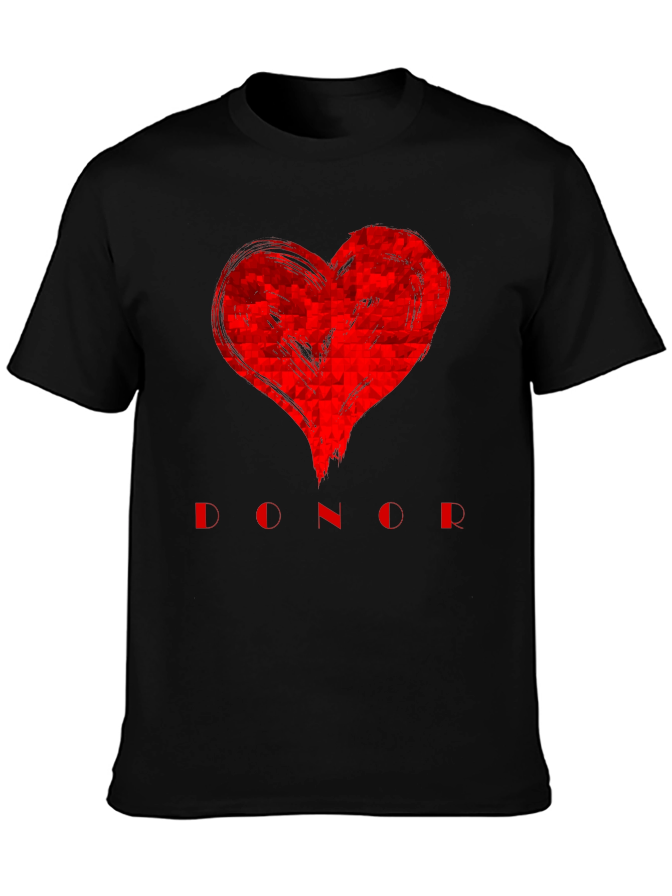Black Red Heart Donor Graphic Tee - Unisex view 3