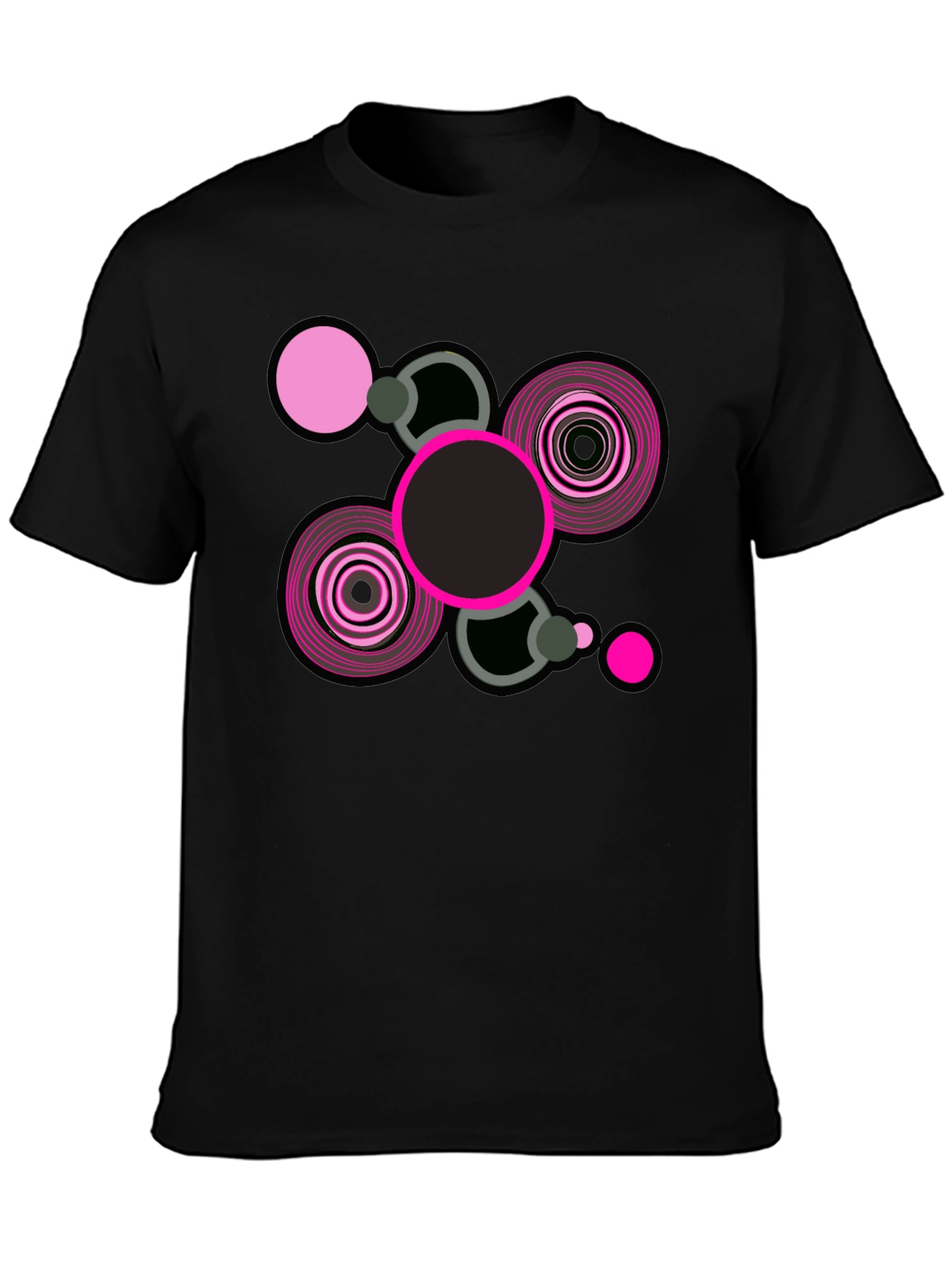 Black Abstract Geometric Graphic Print Black T-Shirt view 3