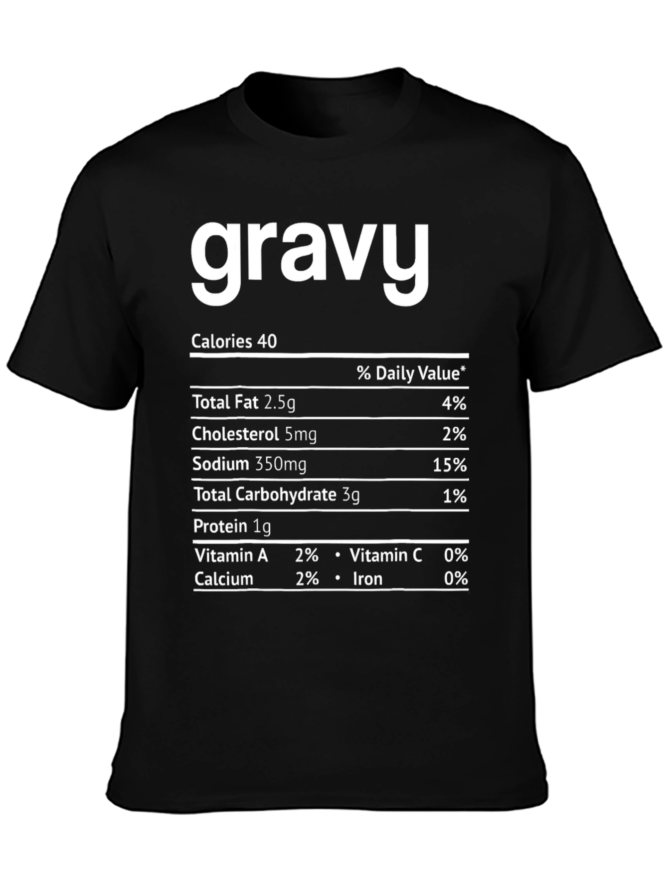 Black Funny Gravy Nutrition Facts T-Shirt, Thanksgiving Tee view 3