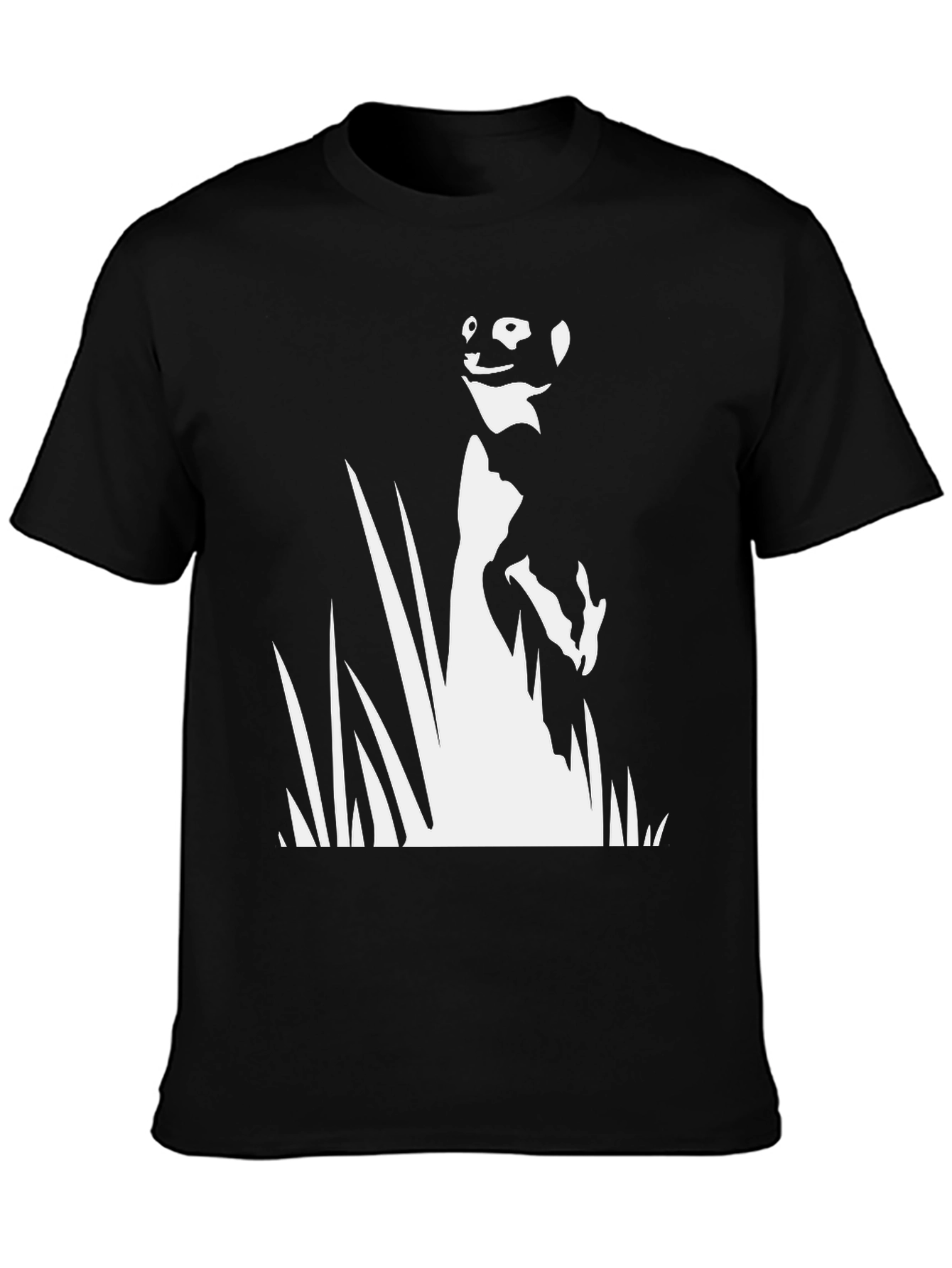 Black Meerkat Silhouette Graphic Tee - Black Cotton T-Shirt view 3