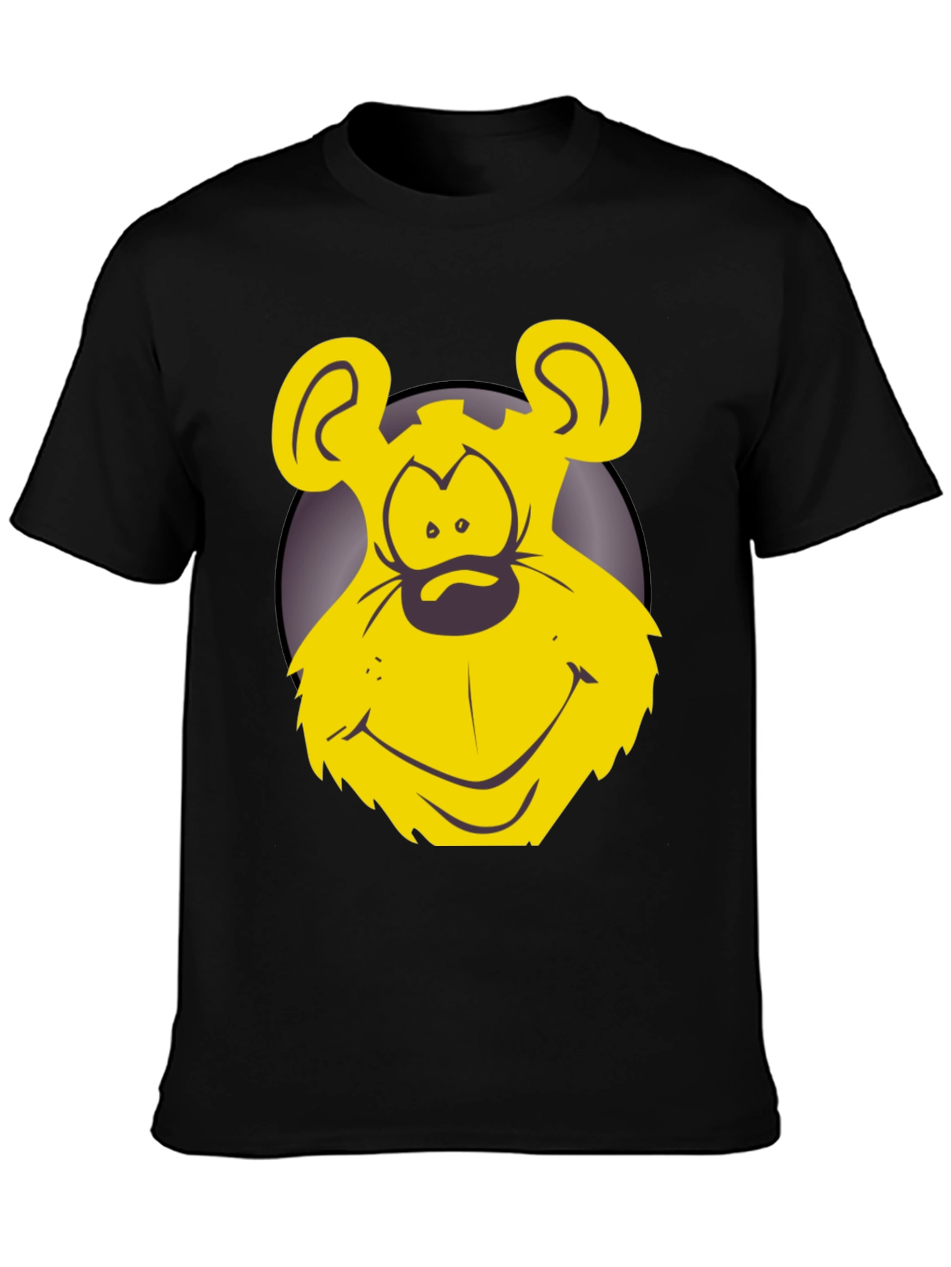 Black Funny Yellow Cartoon Bear Graphic T-Shirt view 3
