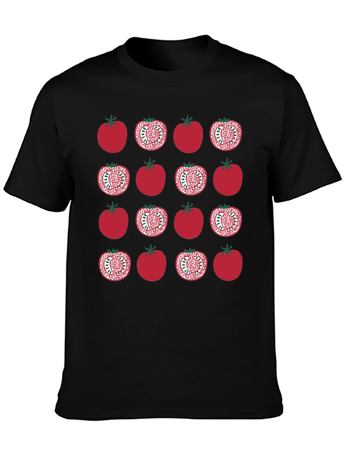 Black Tomato Pattern Black T-Shirt view 3