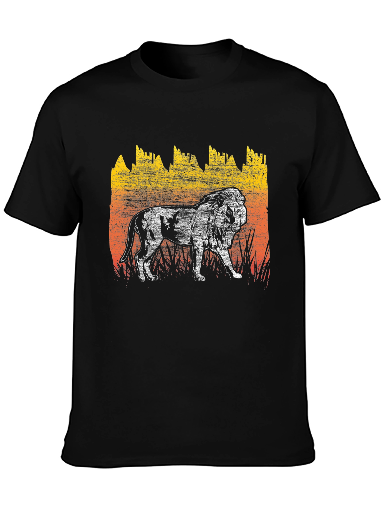 Black Lion Graphic Tee - Distressed Print Men's T-Shirt view 3