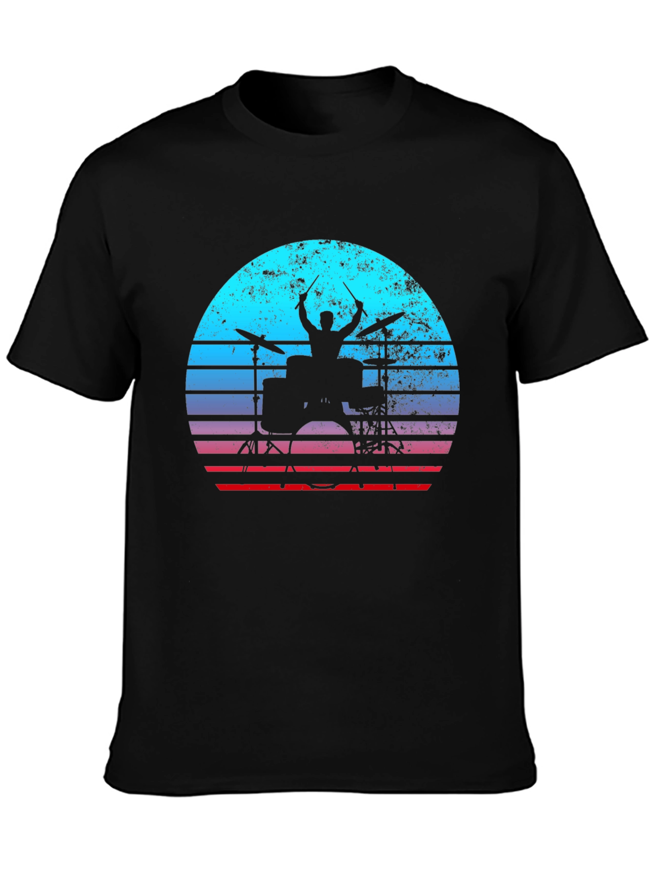Black Drummer Sunset Graphic Tee - Music Lover Shirt view 3