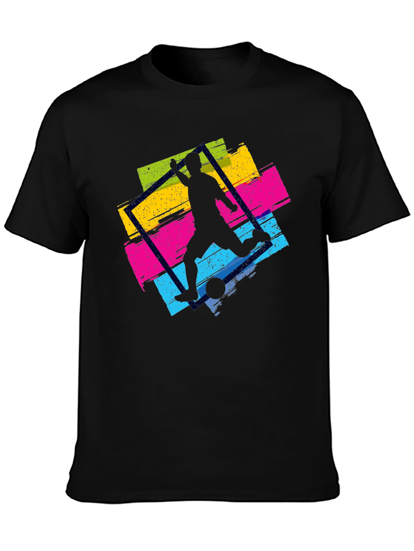 Black Vibrant Soccer Graphic Tee - Black Casual Shirt view 3