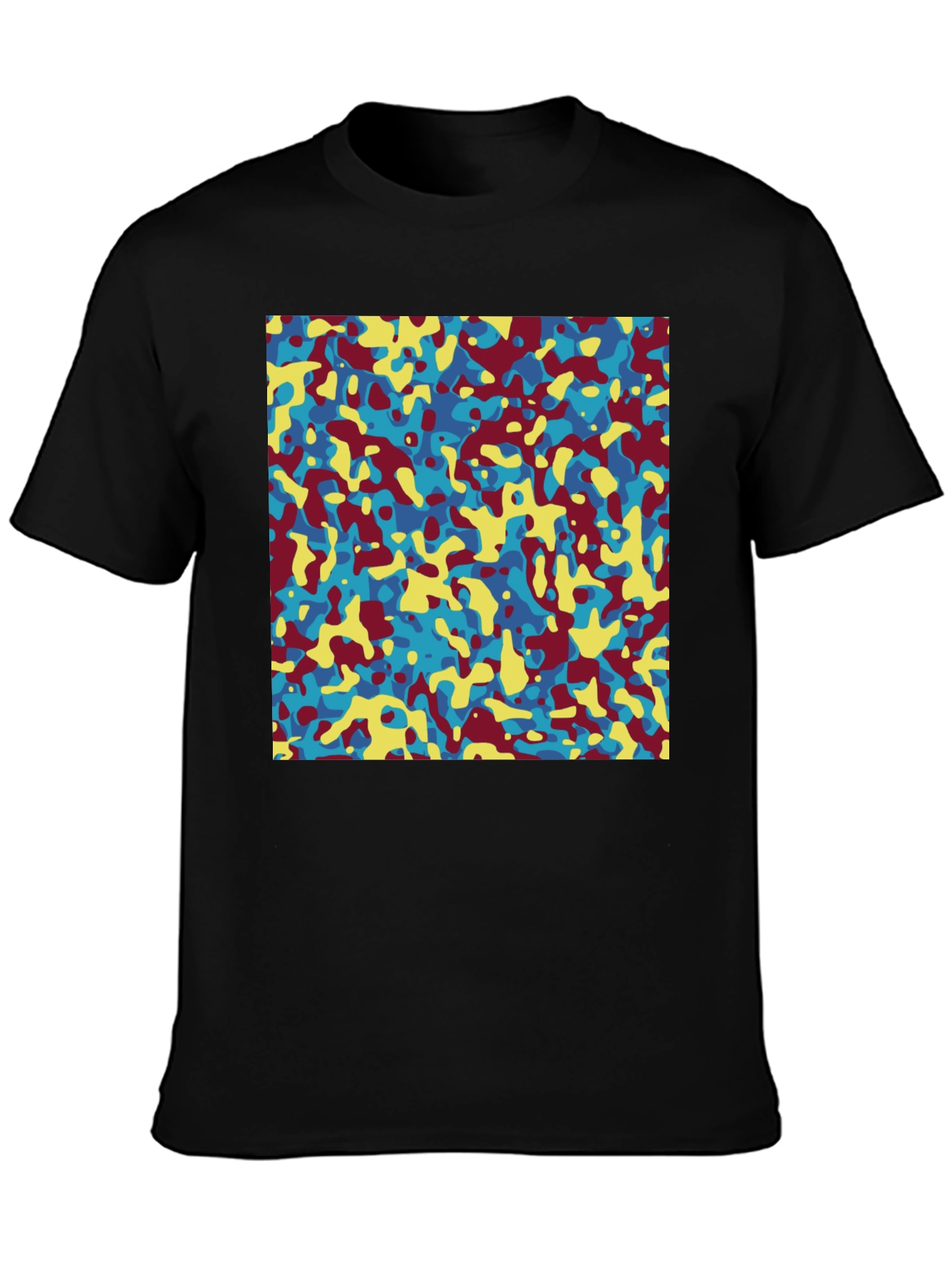 Black Abstract Camo Print Crew Neck T-Shirt view 3