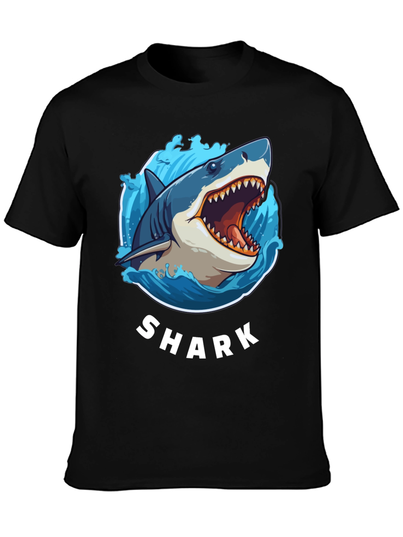 Black Shark Graphic Print Black T-Shirt view 3