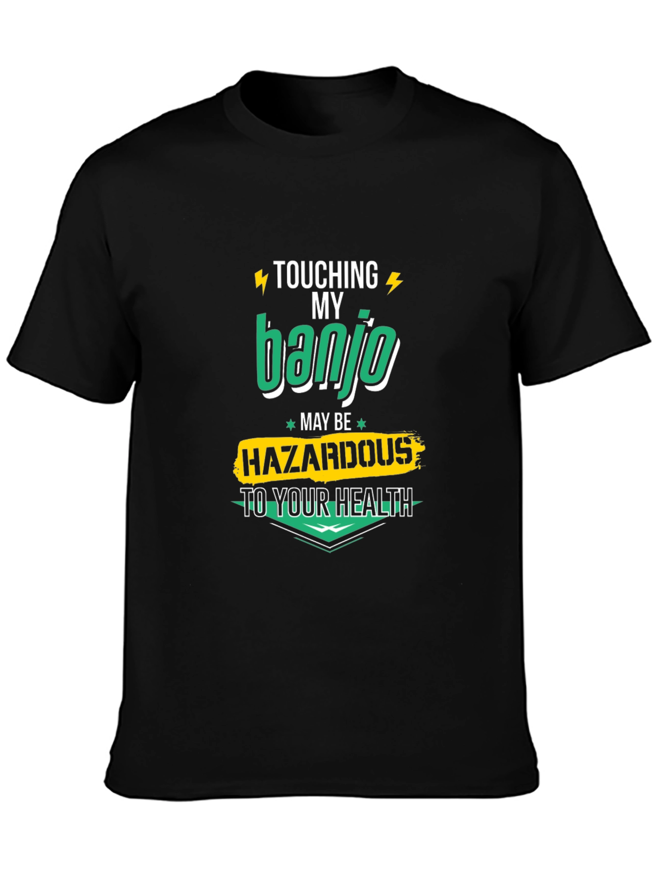 Black Banjo Hazardous T-Shirt - Funny Graphic Tee view 3