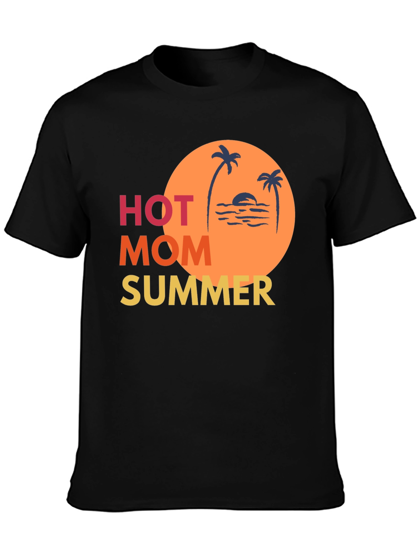 Black Hot Mom Summer Graphic Tee - Black Cotton T-Shirt view 3