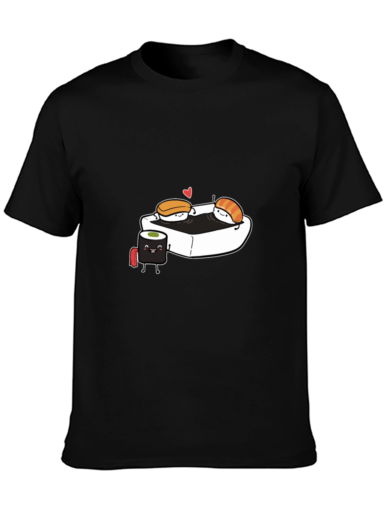 Black Sushi Love T-Shirt - Black Cotton Tee view 3