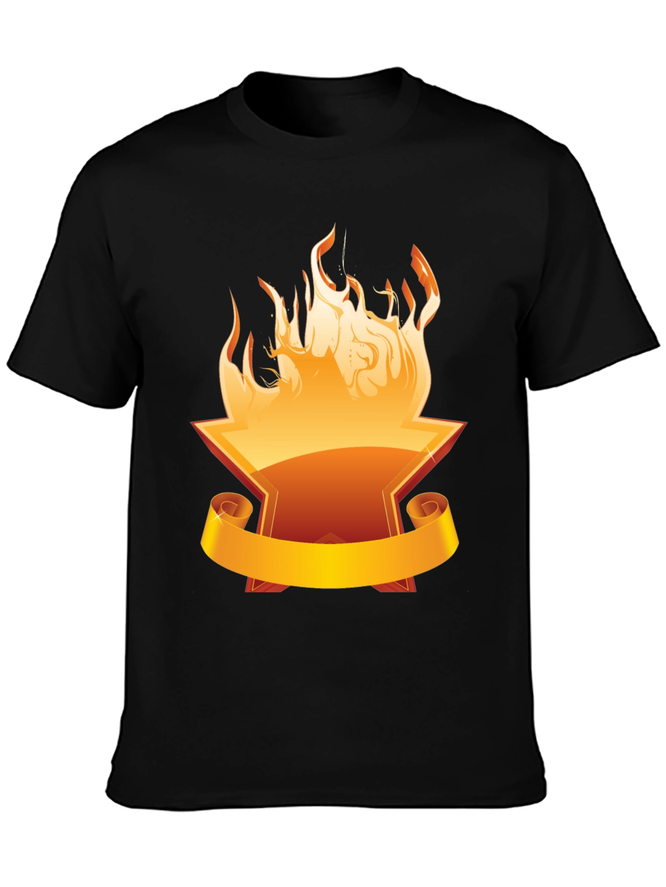 Black Fiery Anvil Graphic Tee - Bold Black Cotton Shirt view 3