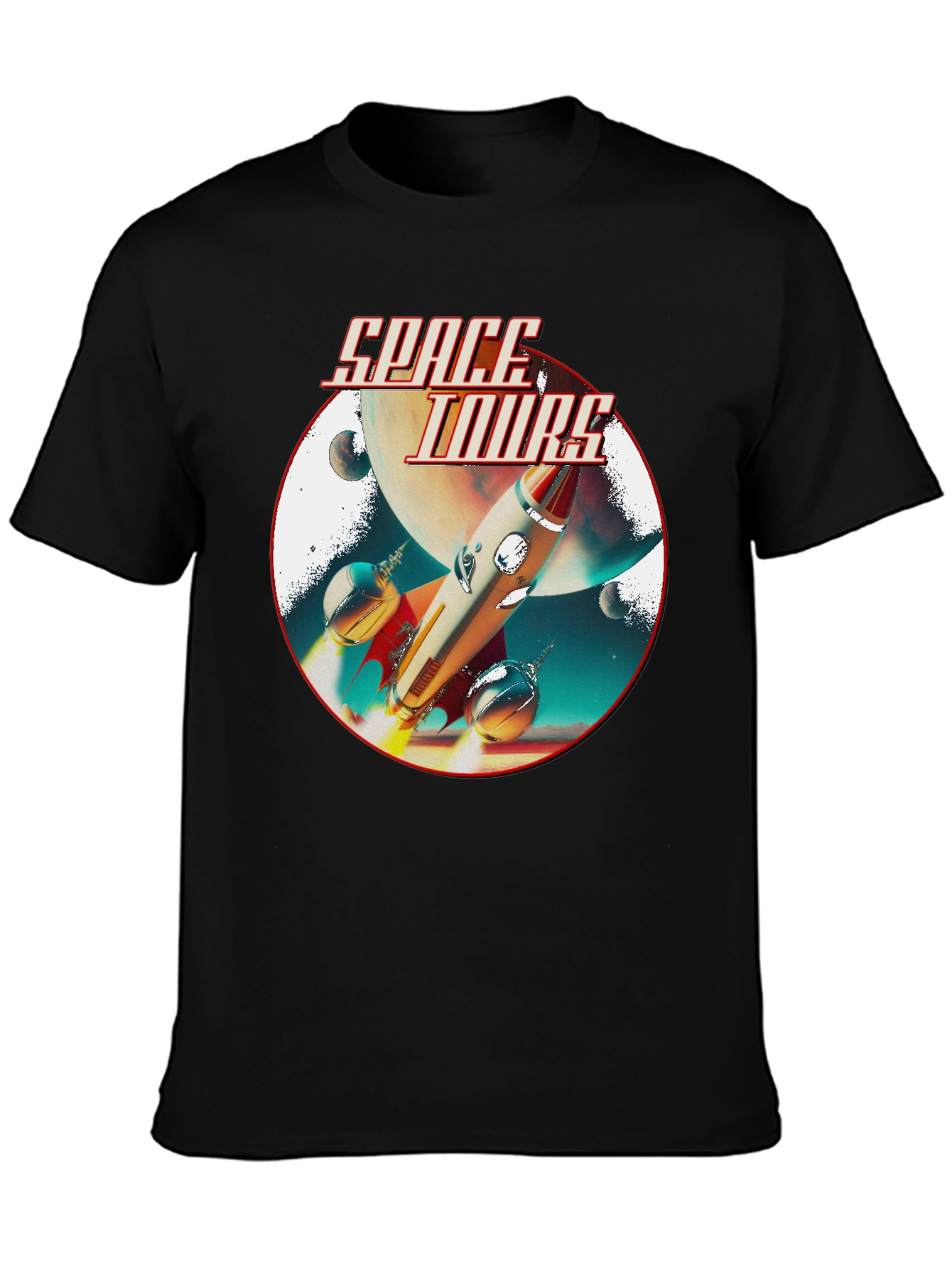 Black Space Tours Black T-Shirt view 3