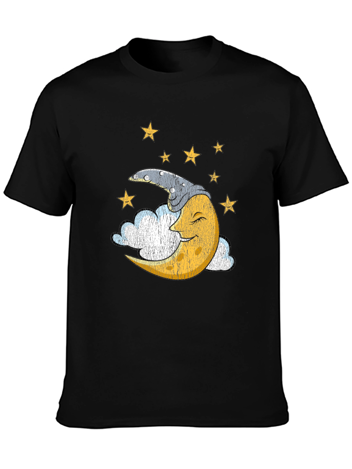 Black Sleepy Moon Graphic T-Shirt - Dreamy Celestial Design view 3