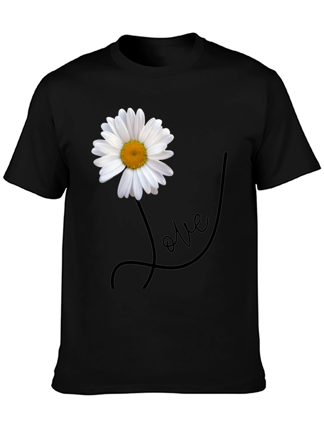 Black Daisy Love Graphic Tee - Stylish Men's Black T-Shirt view 3
