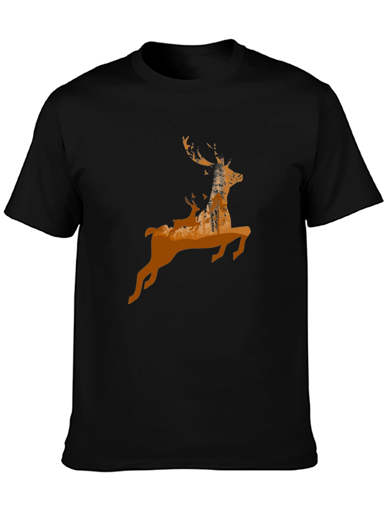 Black Deer Silhouette Graphic T-Shirt - Nature Inspired Design view 3