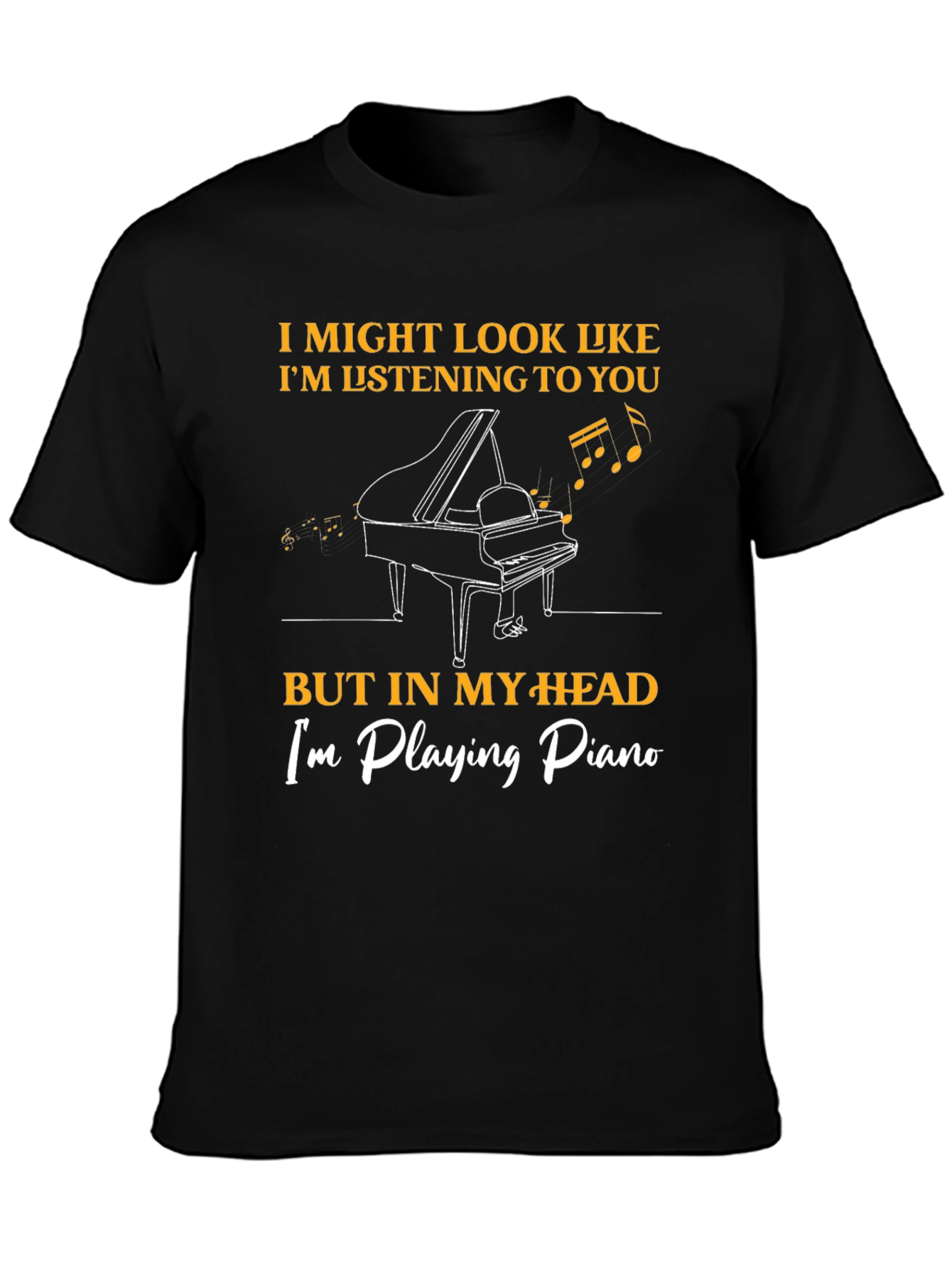 Black Piano Player T-Shirt - Musician Humor Tee view 3