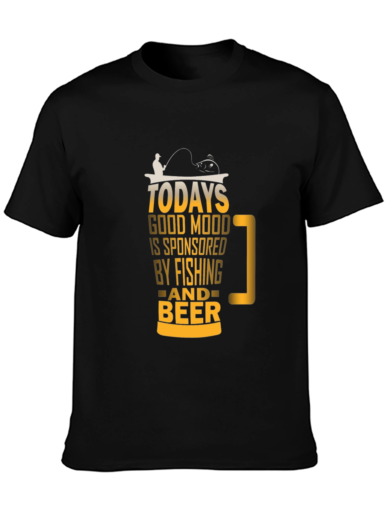Black Fishing and Beer T-Shirt - Today's Good Mood view 3