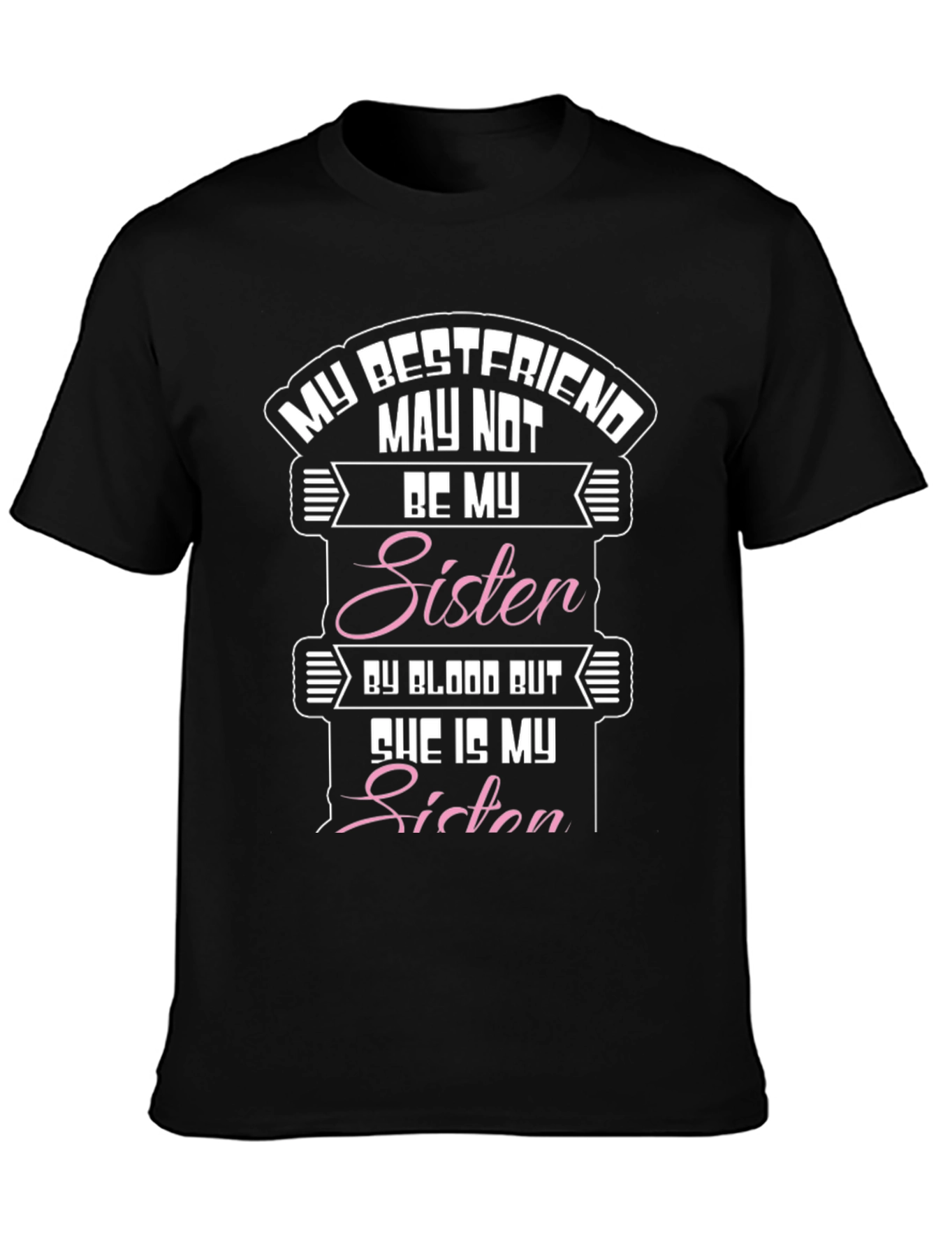 Black Bestfriend Sister Graphic Tee - Black Cotton Blend T-Shirt view 3