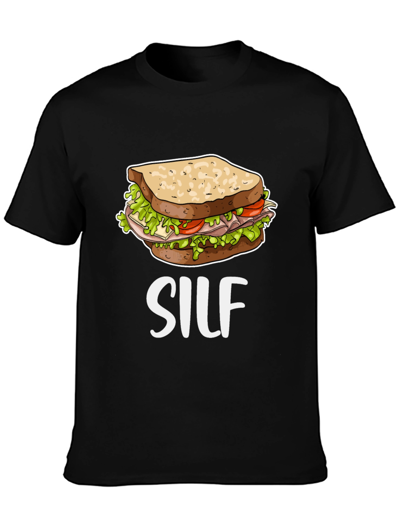 Black SILF Sandwich Funny T-Shirt view 3