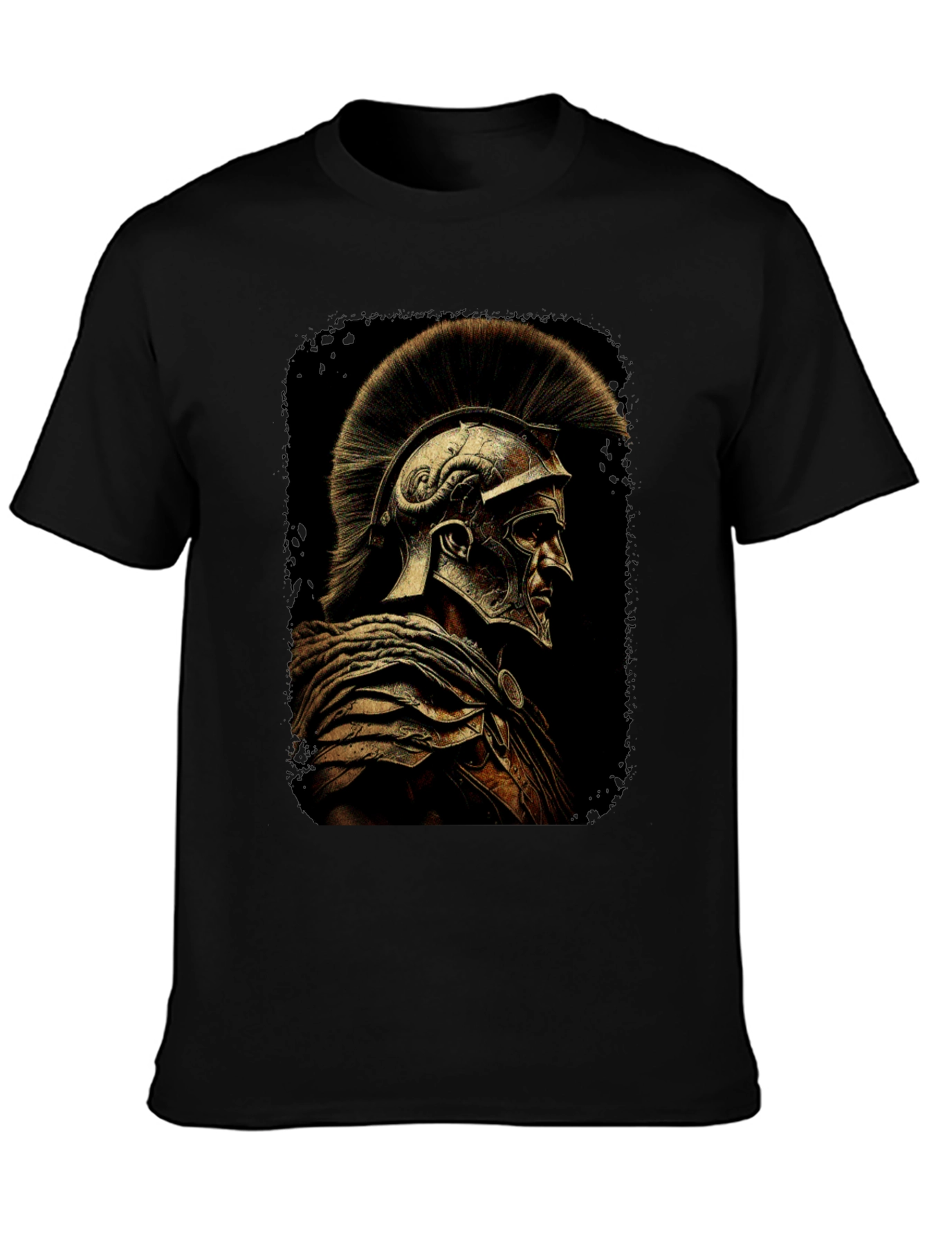 Black Warrior Graphic Tee - Spartan Helmet T-Shirt view 3
