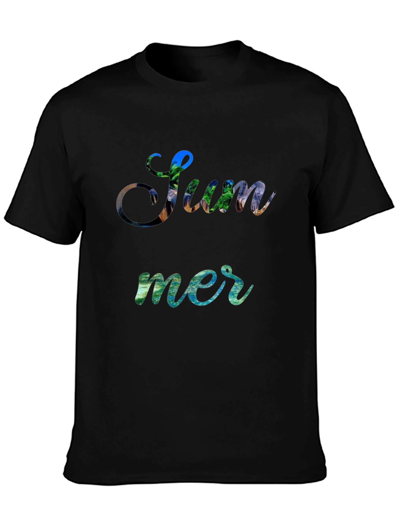 Black Summer Themed Graphic T-Shirt view 3