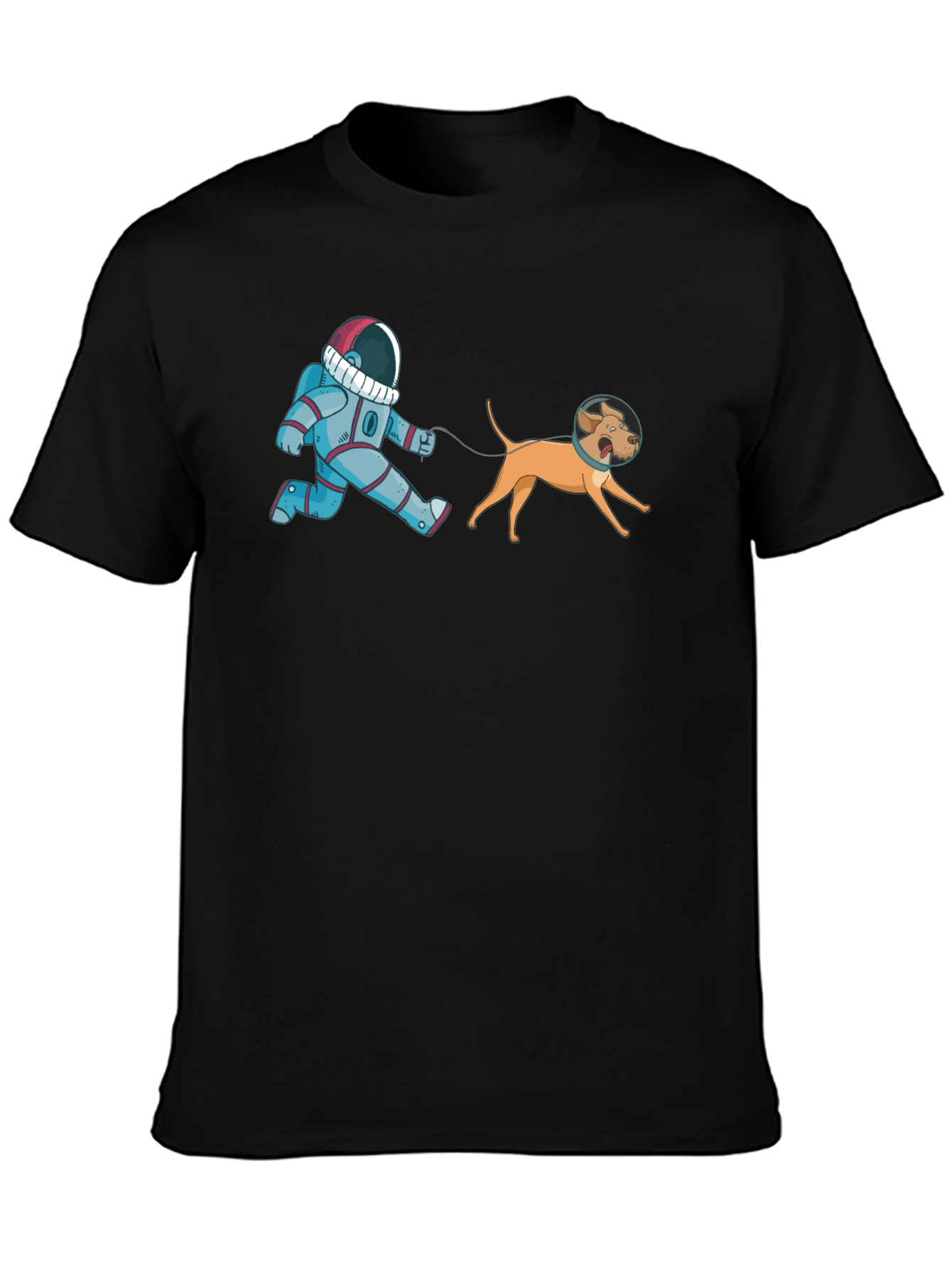 Black Astronaut Dog Walk T-Shirt - Space Adventure Tee view 3