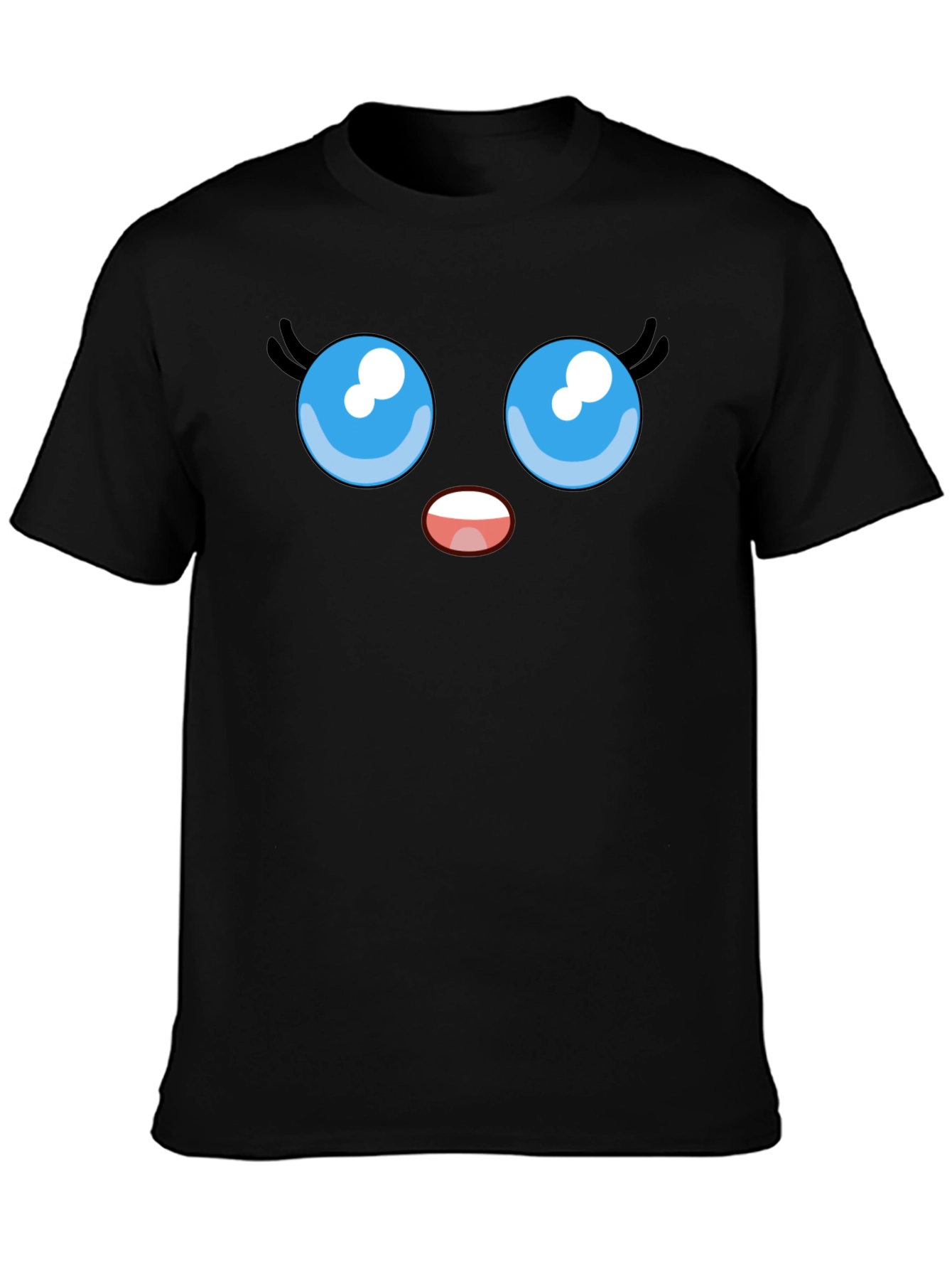 Black Cute Cartoon Face Graphic Tee view 3
