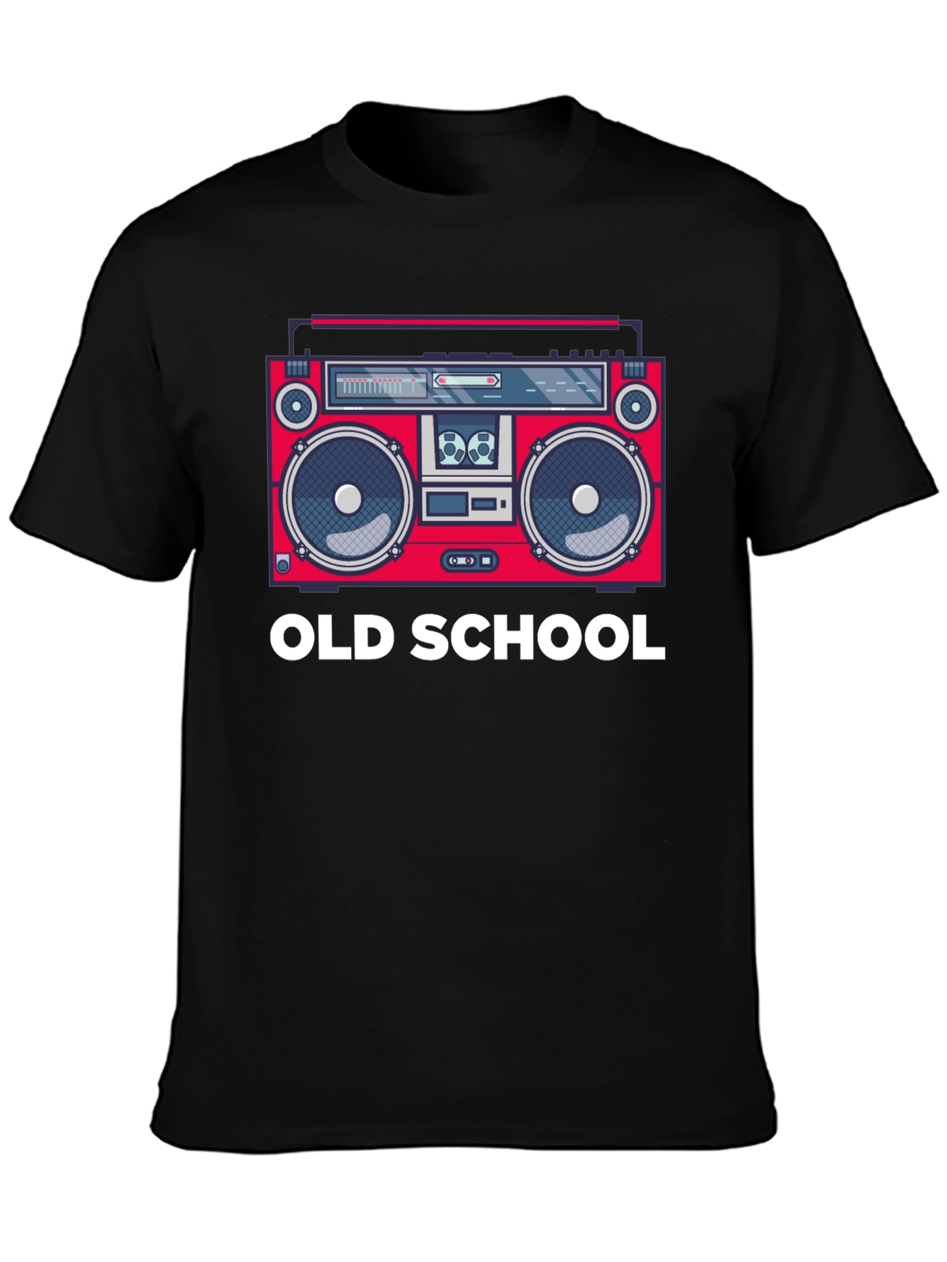 Black Old School Boombox Graphic T-Shirt view 3