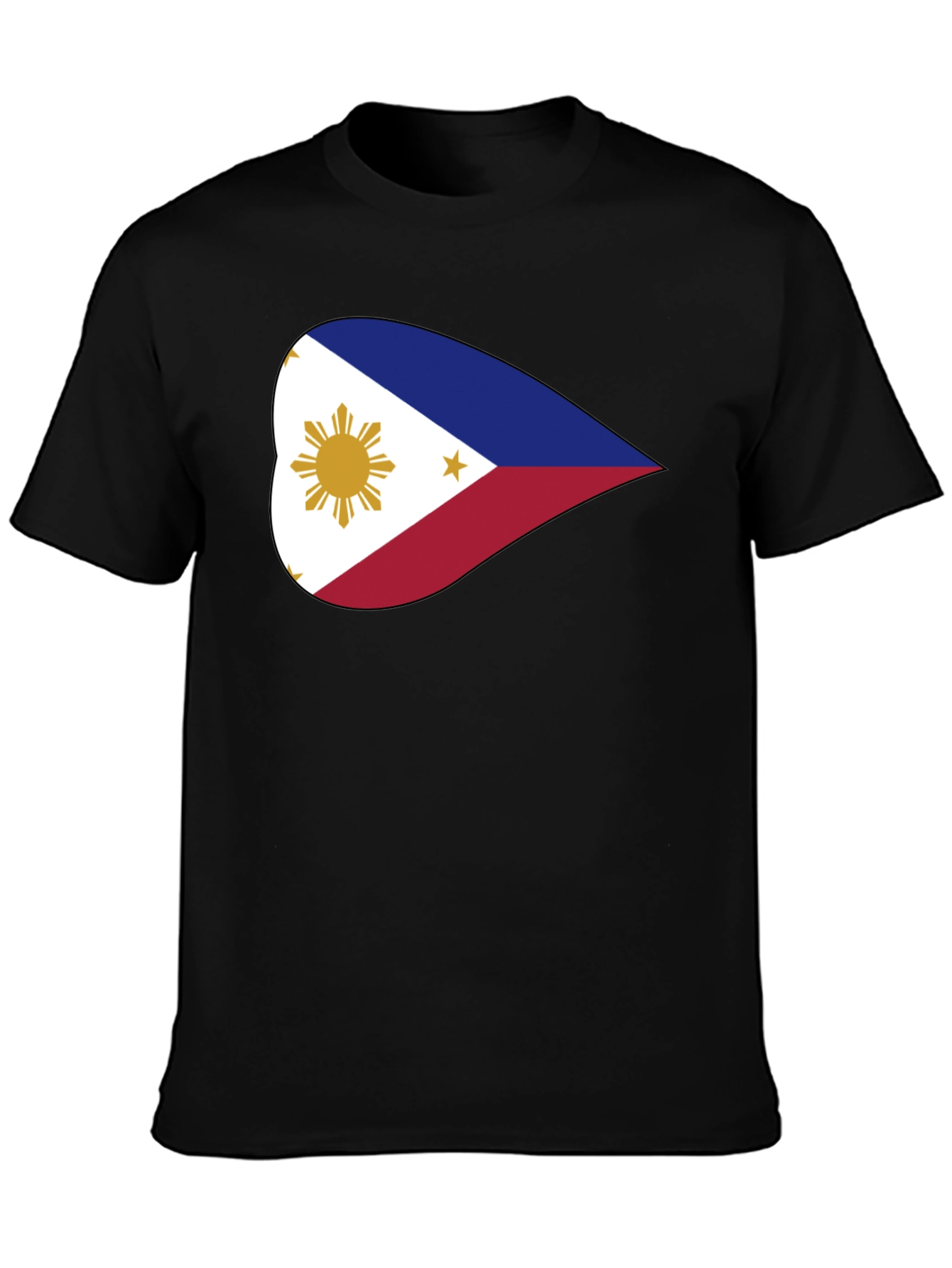 Black Philippine Flag Heart Graphic Black T-Shirt view 3