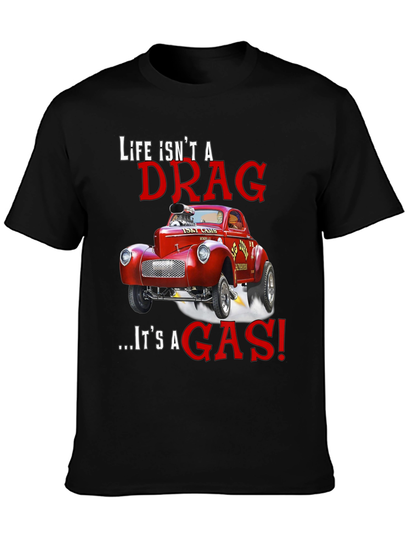 Black Life Isn't a Drag T-Shirt: Hot Rod Design view 3