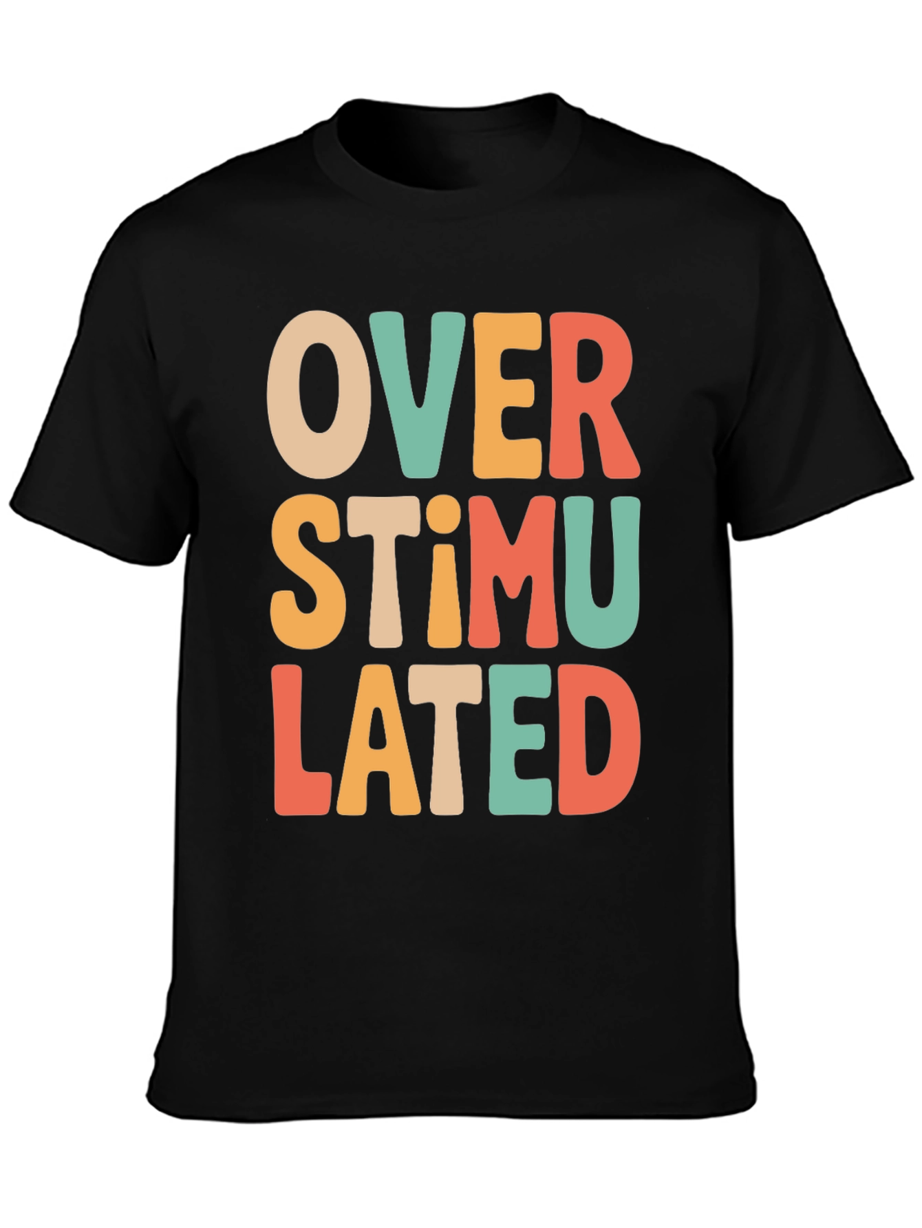 Black Overstimulated Retro T-Shirt - Comfort & Style view 3