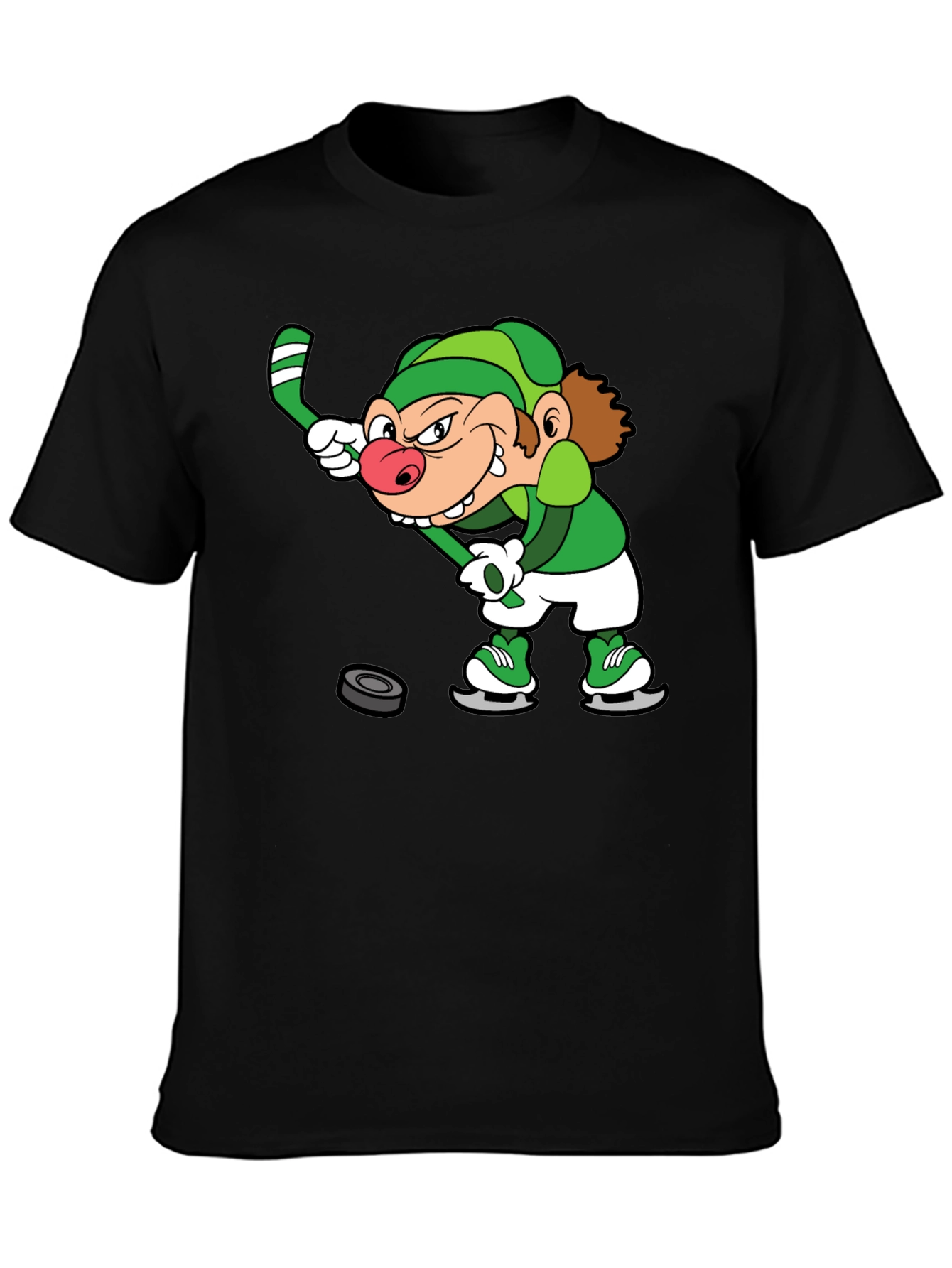 Black Leprechaun Hockey Black T-Shirt view 3