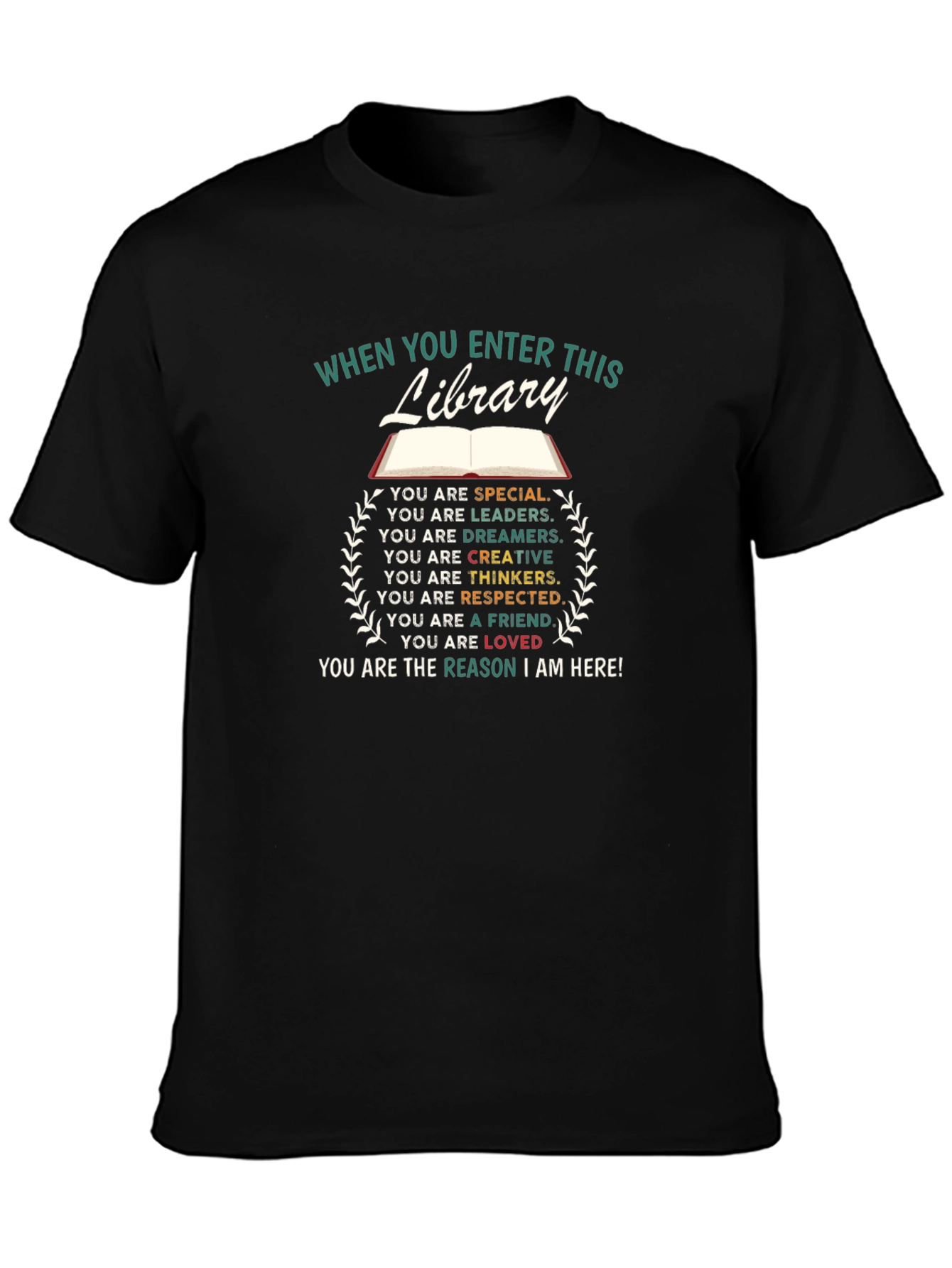 Black Library Enthusiast T-Shirt - Special, Loved, Respected view 3