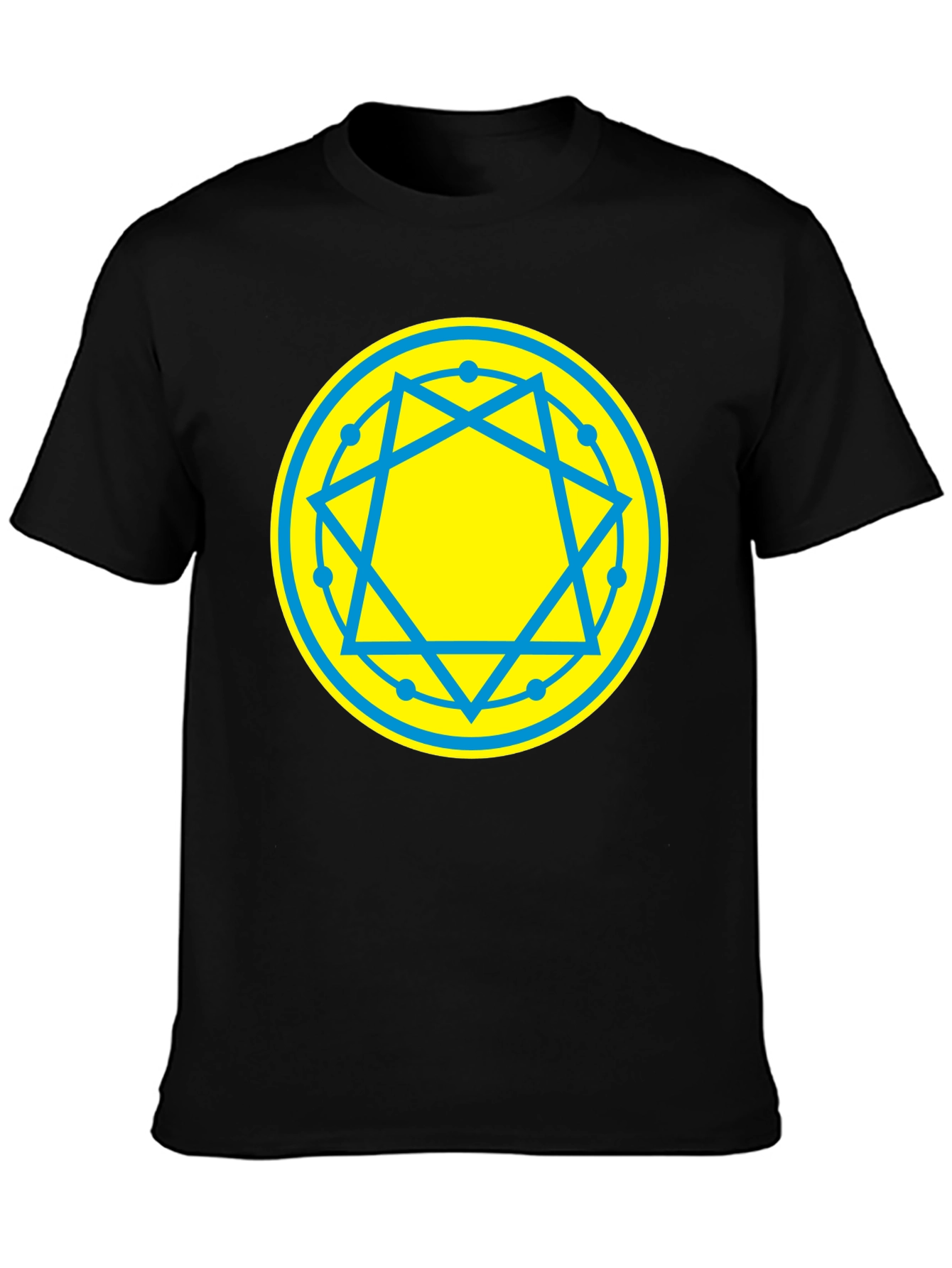 Black Geometric Symbol Tee - Black Cotton Blend T-Shirt view 3