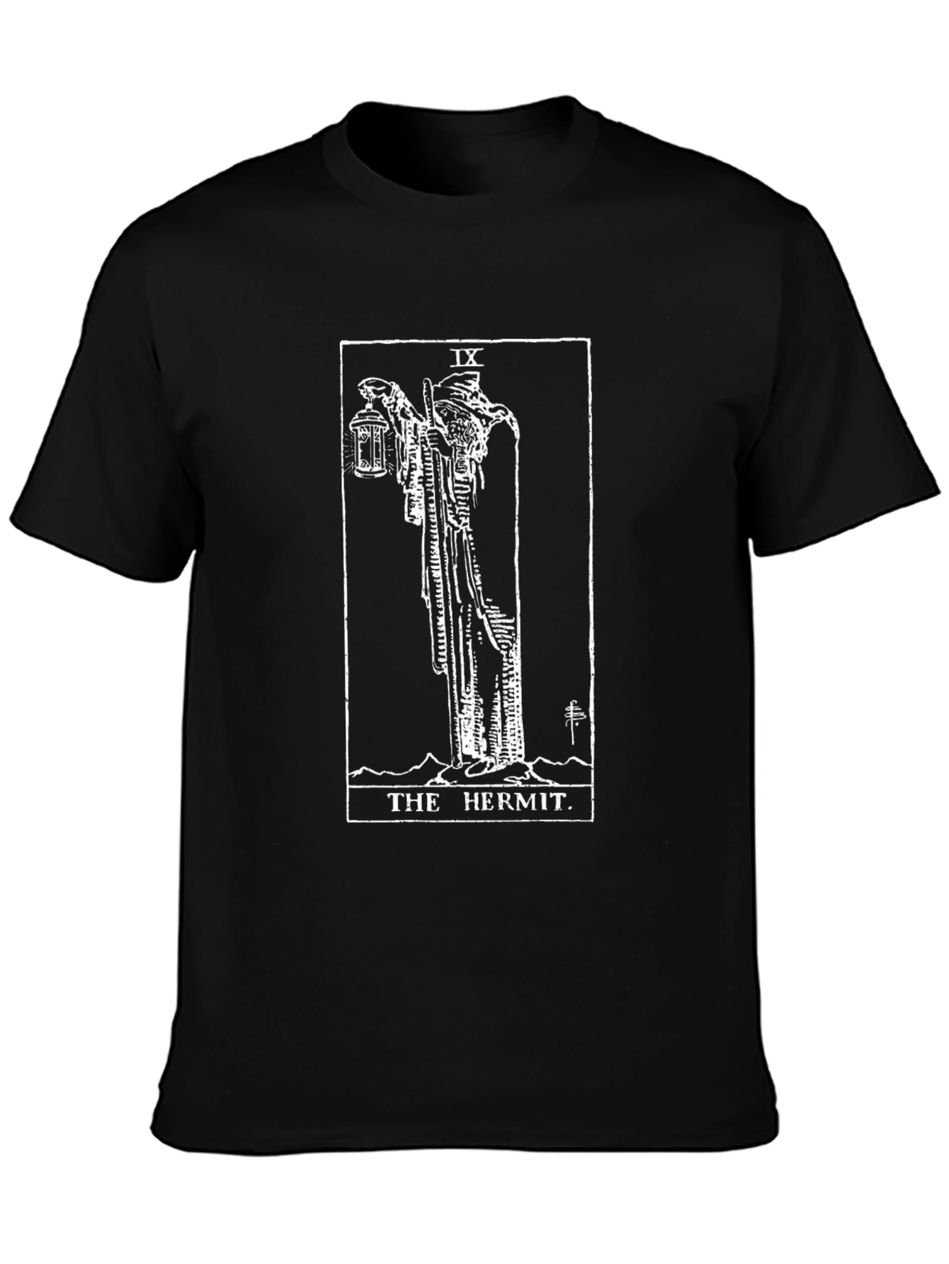 Black The Hermit Tarot Card Graphic T-Shirt - Black view 3