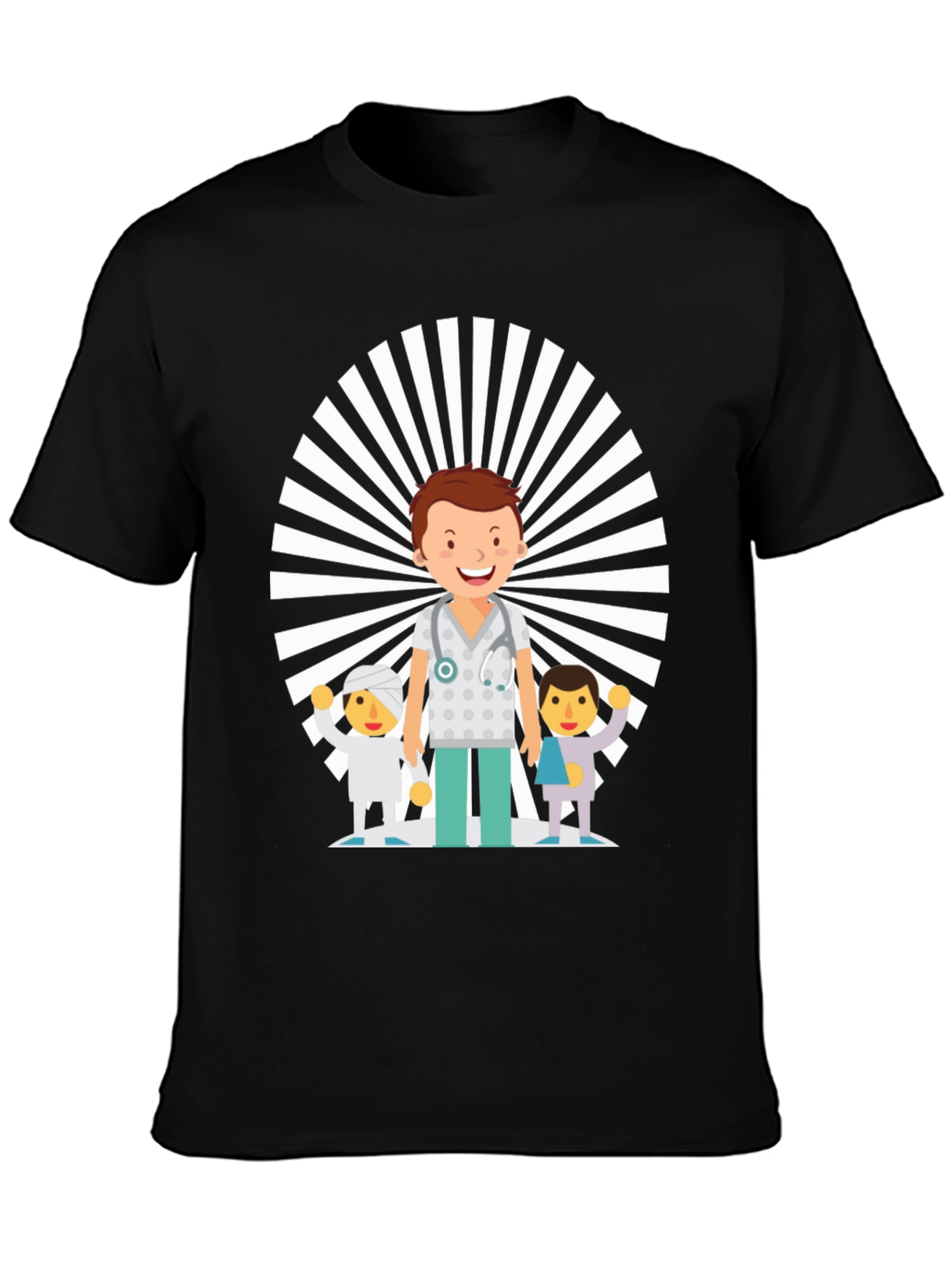 Black Cartoon Doctor Graphic T-Shirt view 3