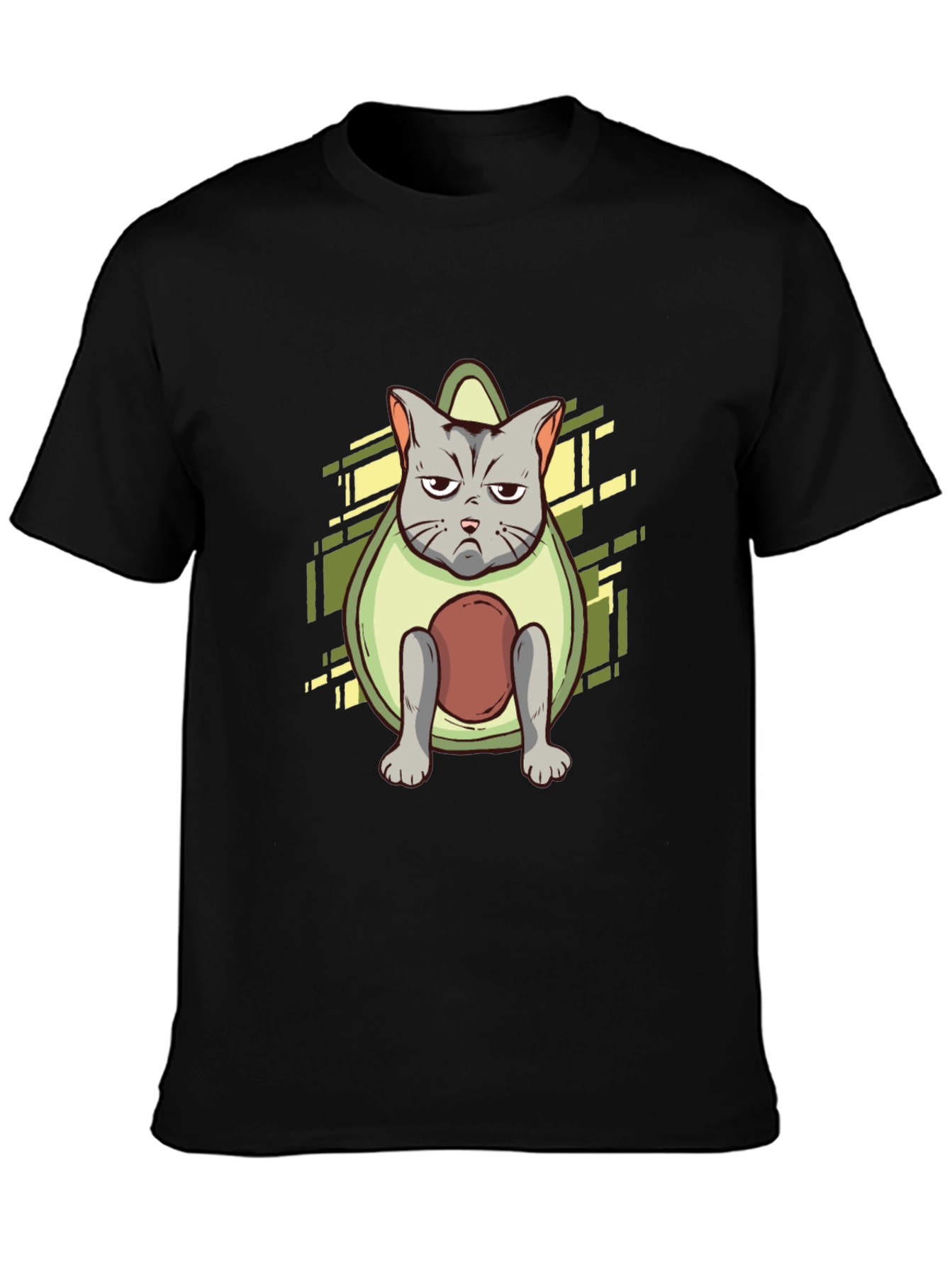 Black Avocado Cat Graphic Tee - Unique Design view 3