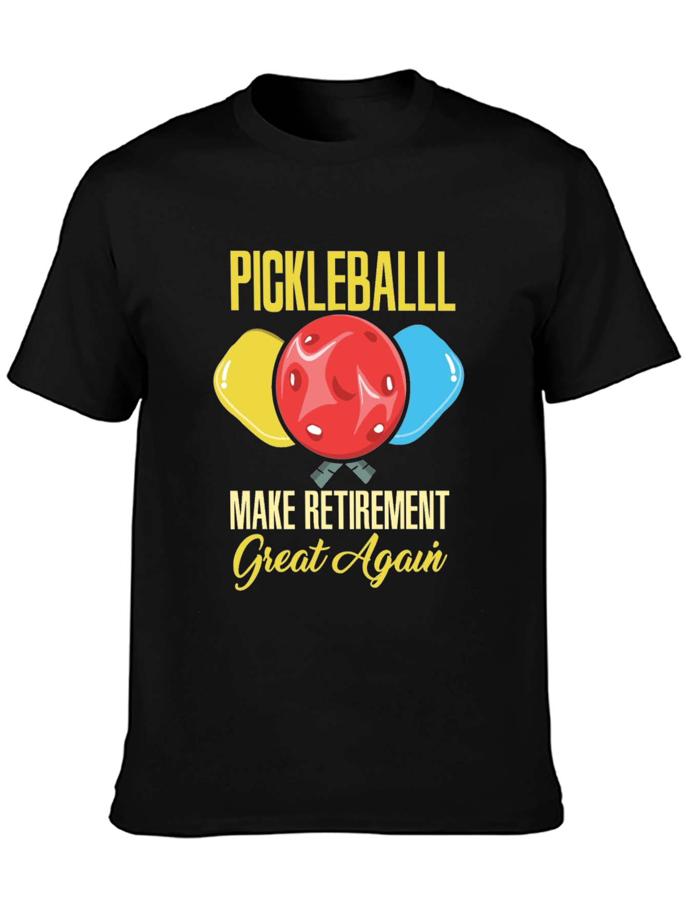 Black Pickleball Retirement T-Shirt view 3