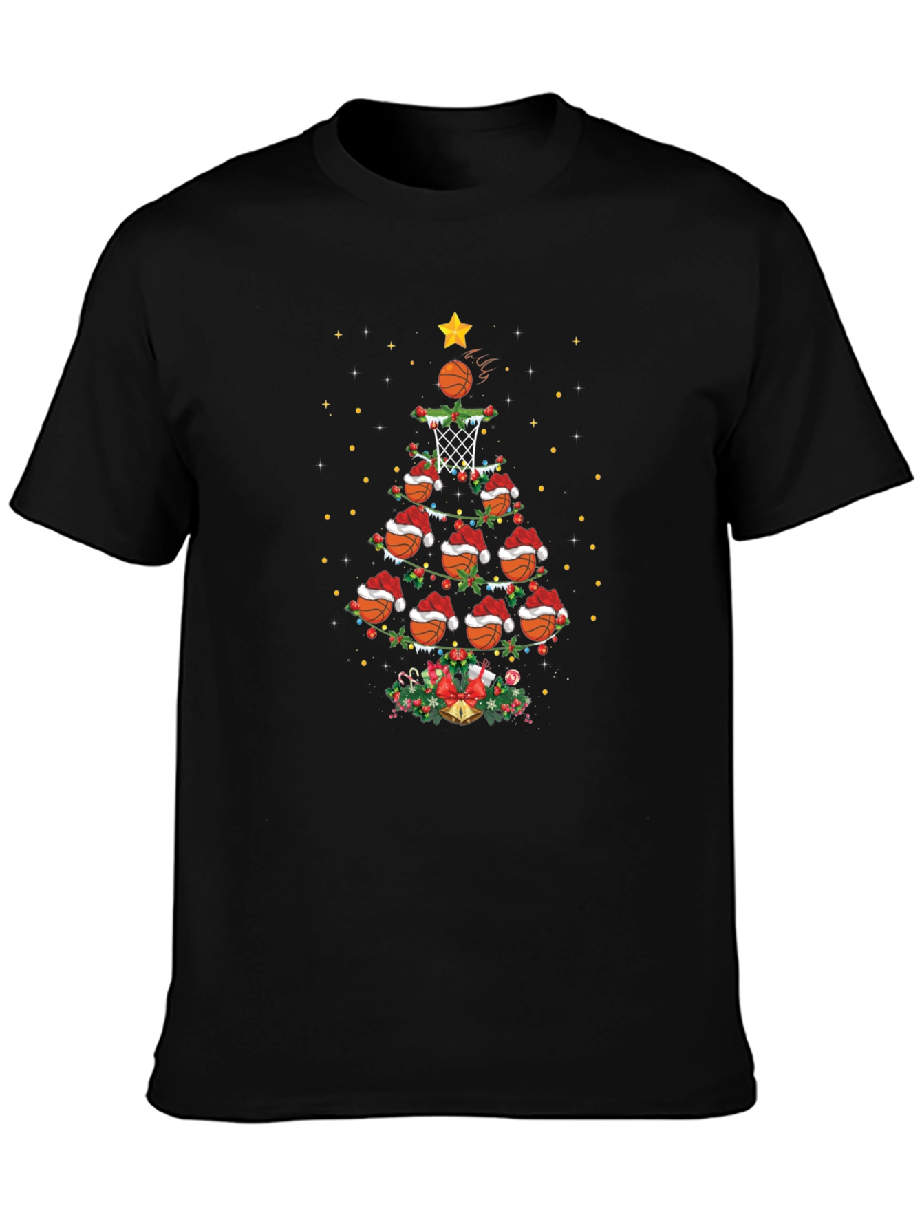 Basketball Christmas Tree Graphic T-Shirt - 3