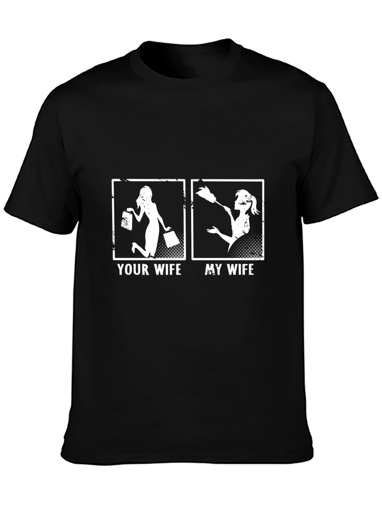 Black Your Wife vs. My Wife T-Shirt view 3